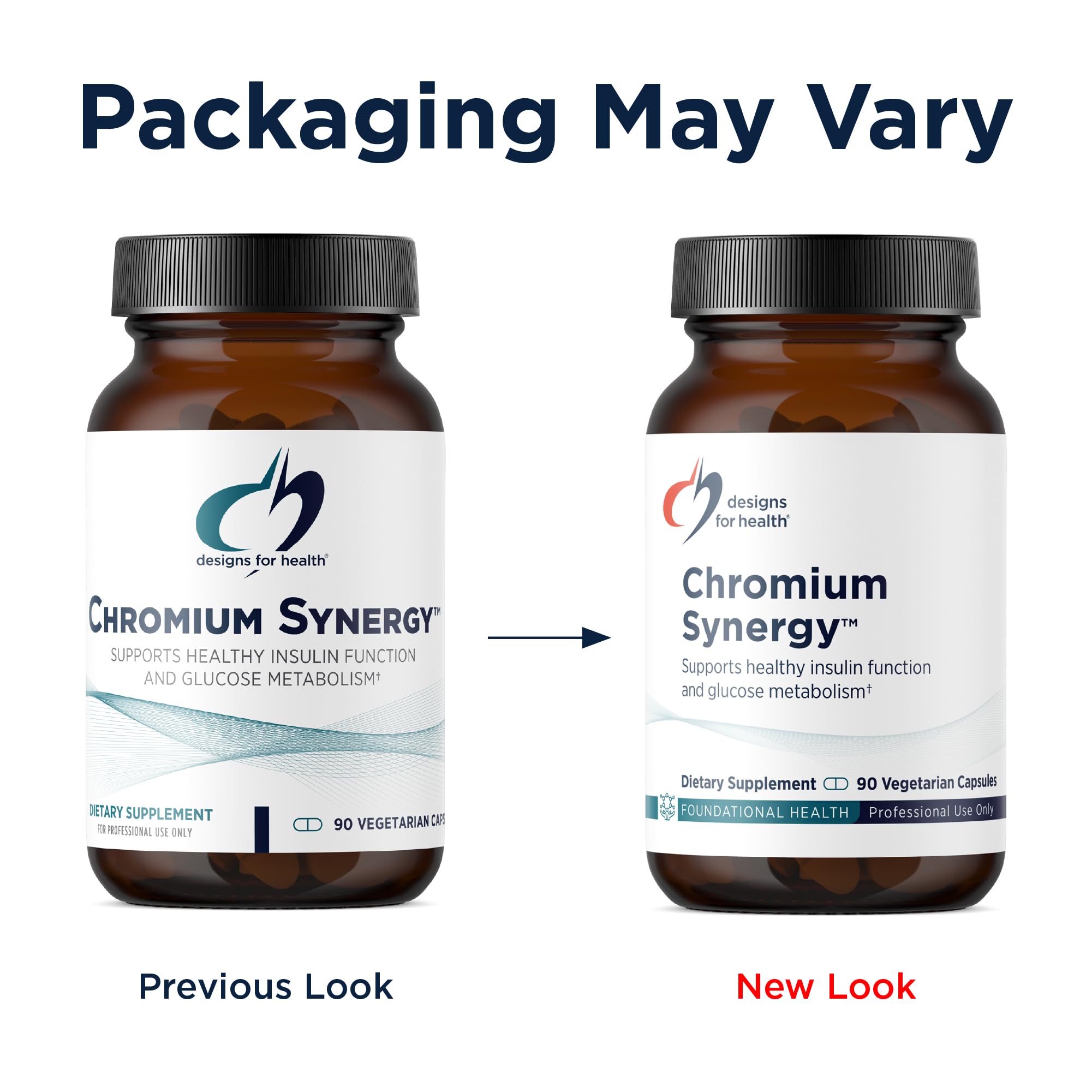 Designs for Health Chromium Synergy 300mg Capsules on a wooden table