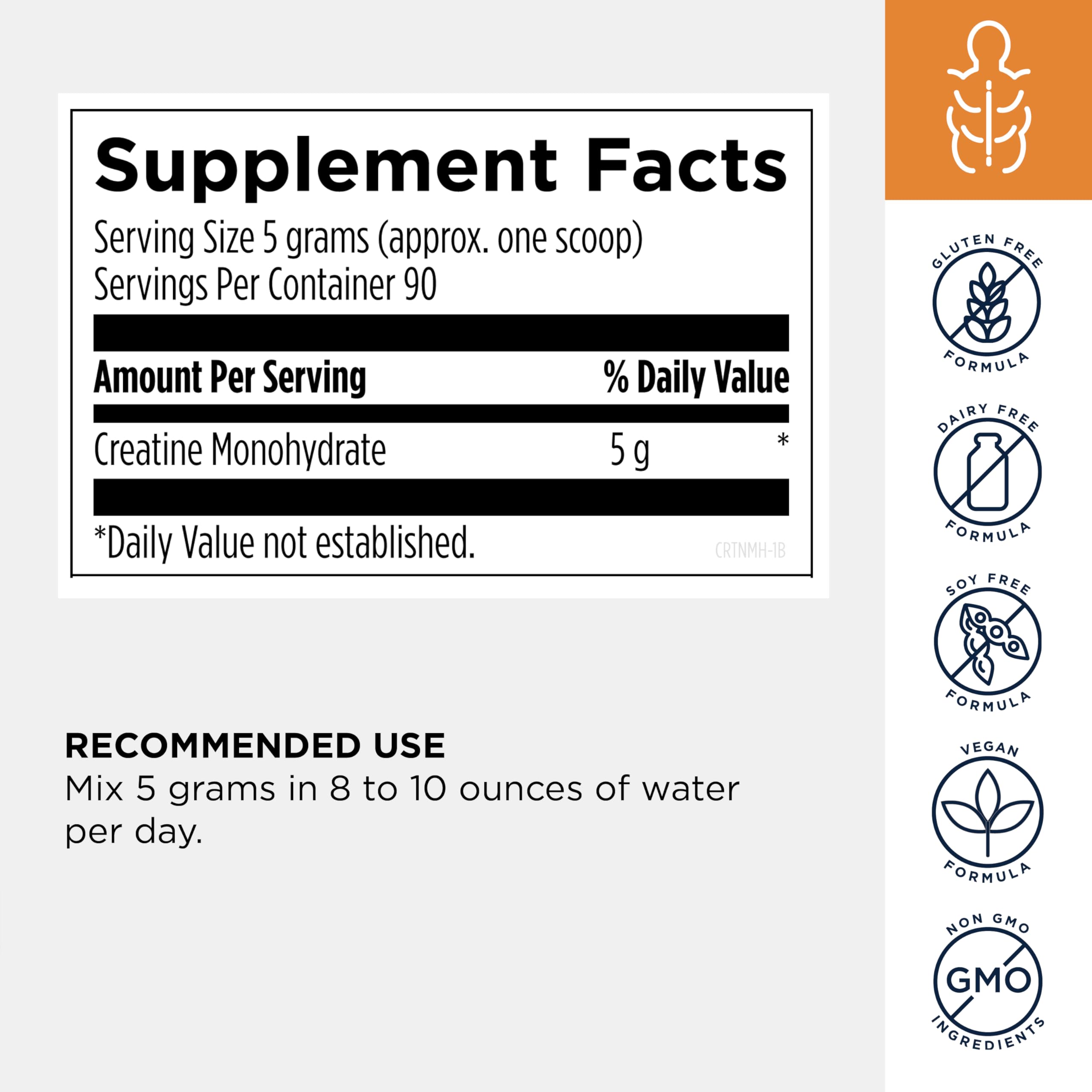 Designs for Health Creatine Monohydrate Powder 567g nutritional information