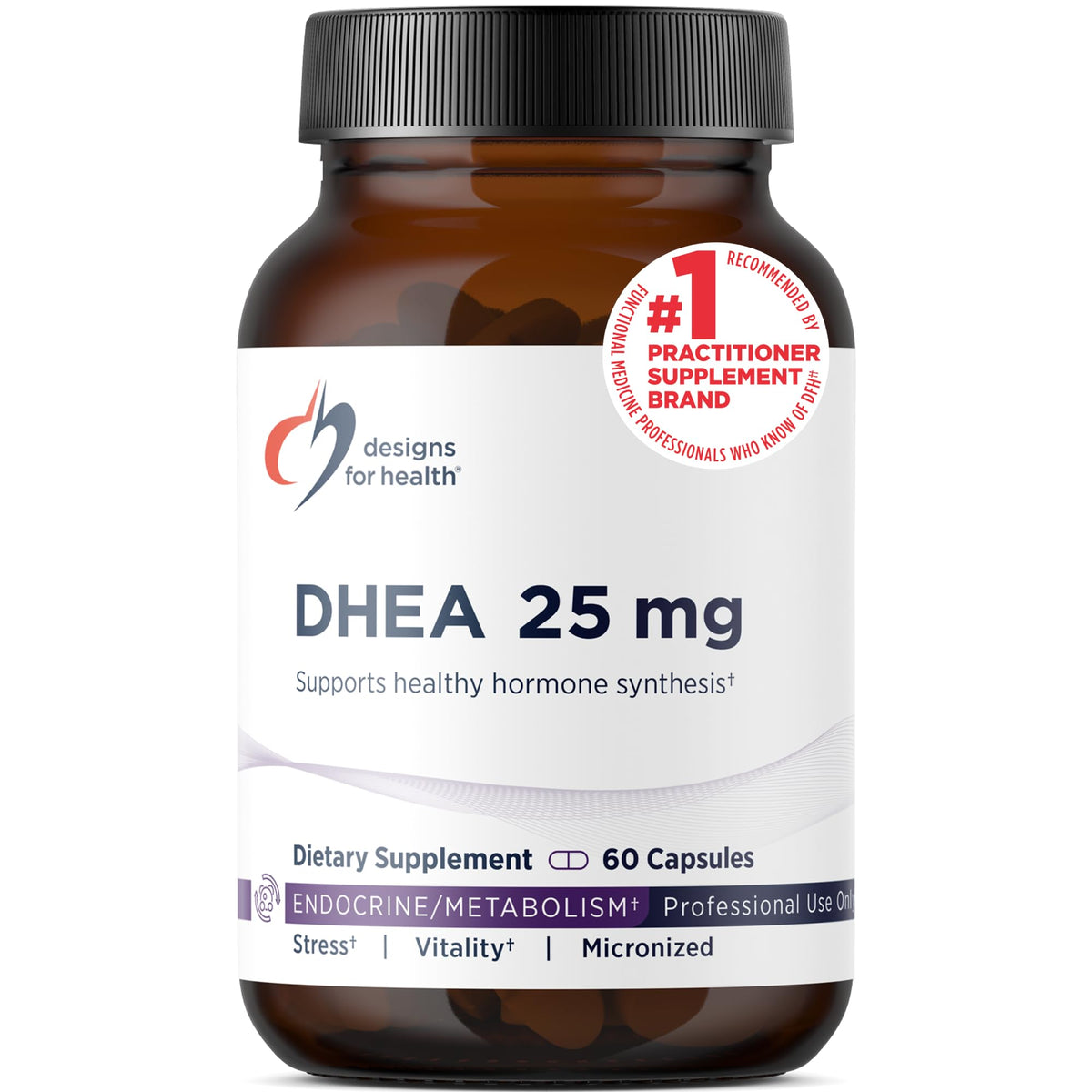 Designs for Health DHEA 25mg Softgels front view