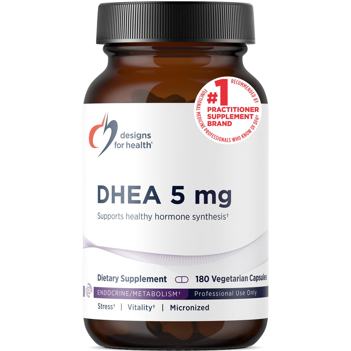 Designs for Health DHEA 5mg Softgels front view packaging