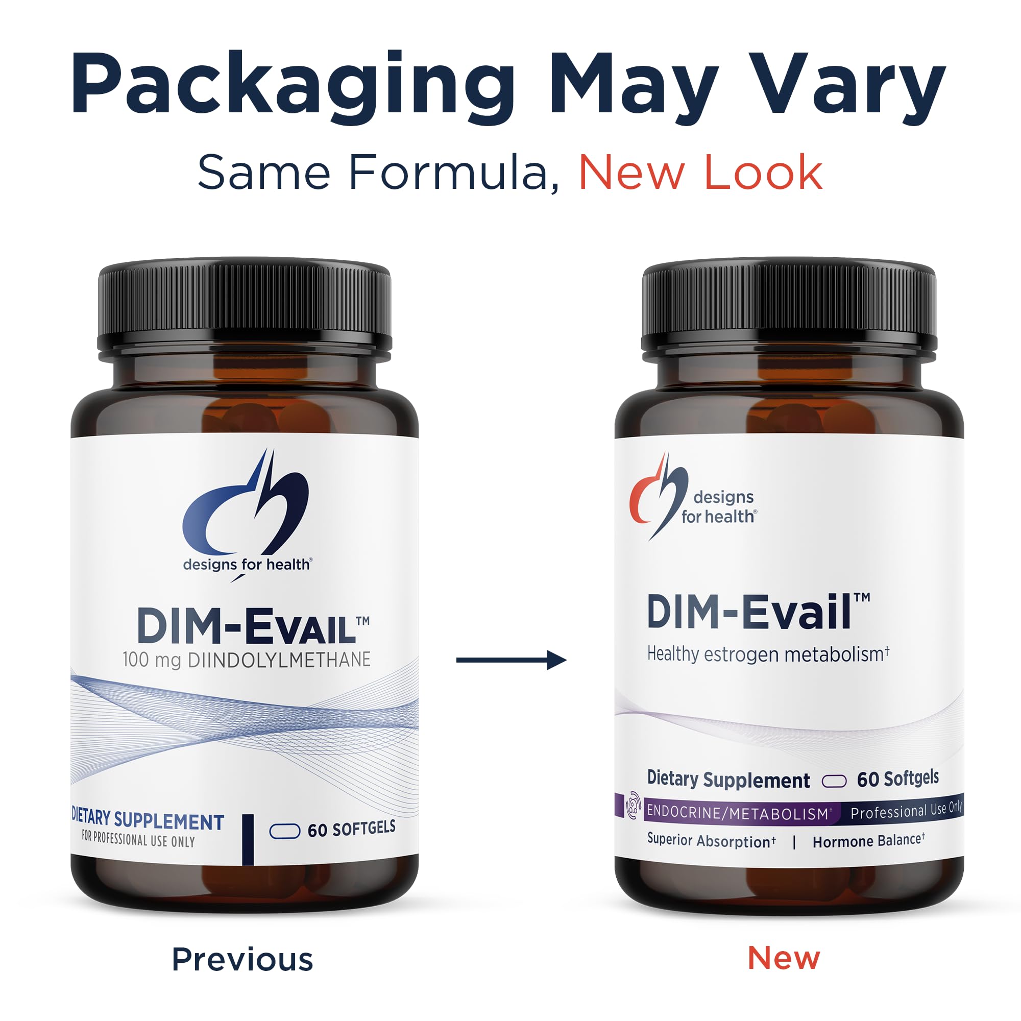 Designs for Health DIM-Evail softgel bottle with a measuring spoon