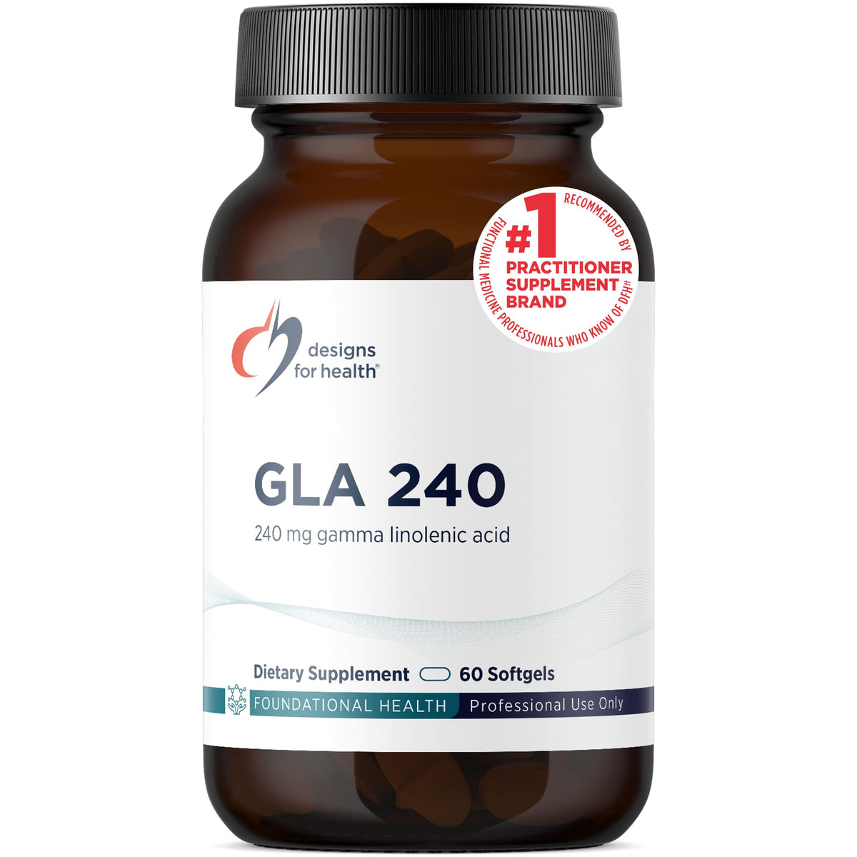 Designs for Health GLA Softgels 240mg front view