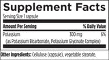 Designs for Health K+2 Potassium Supplement back view with ingredients