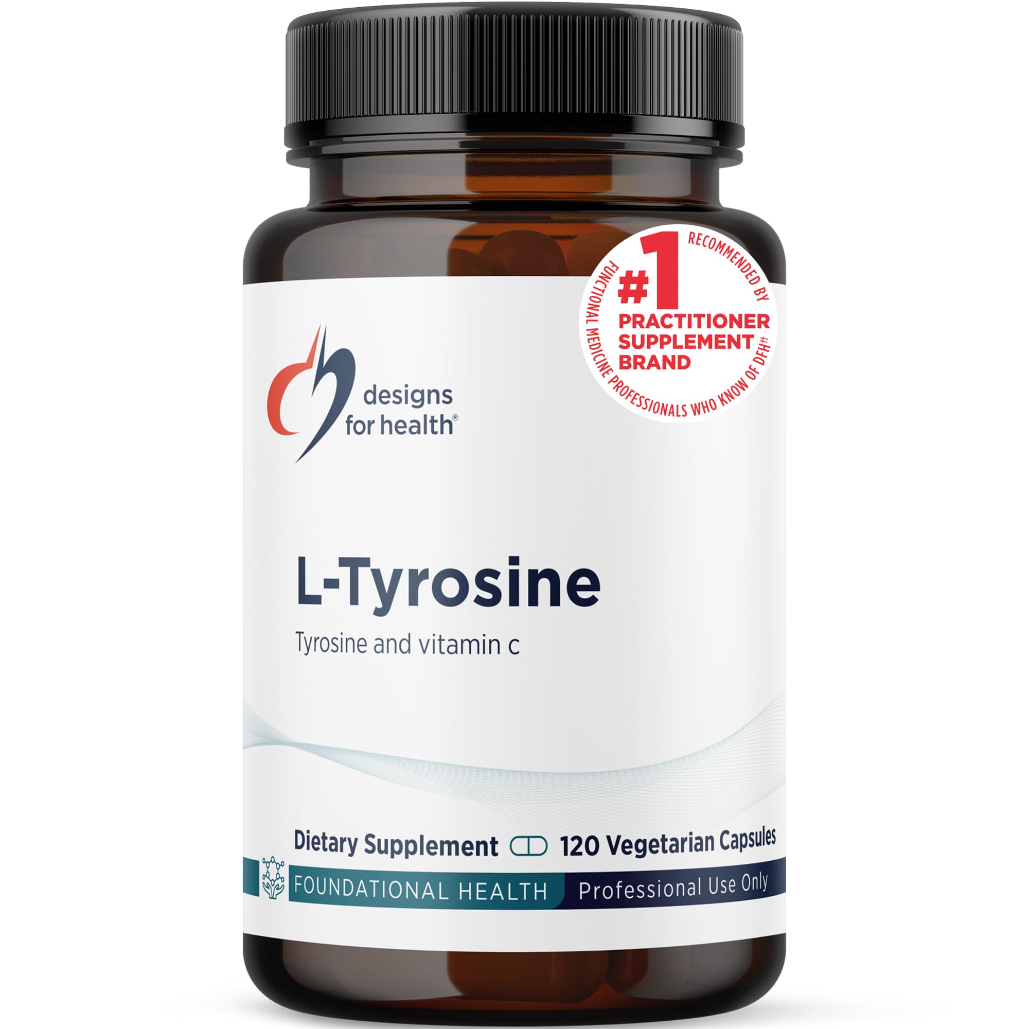 Designs for Health L-Tyrosine with Vitamin C 1200mg front view