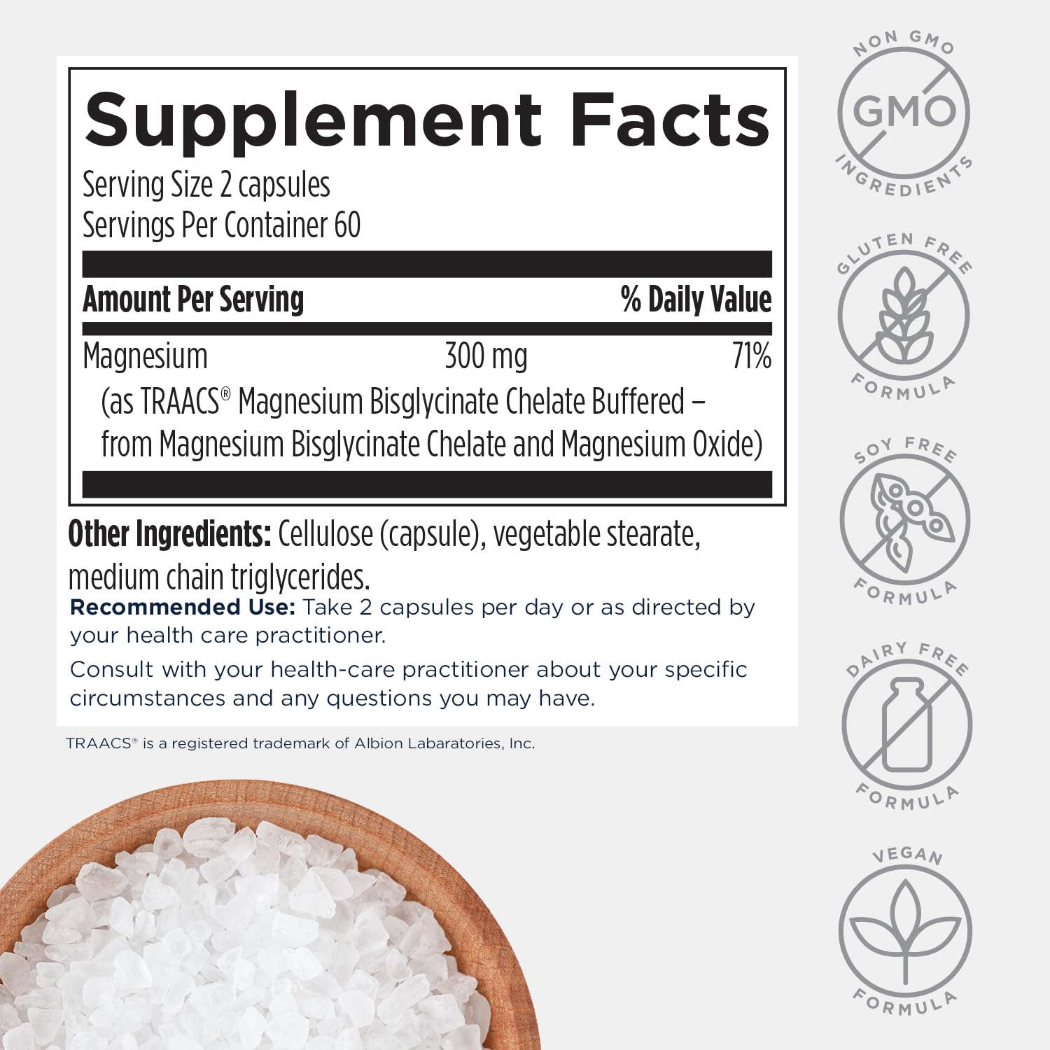 Designs for Health Magnesium Glycinate Complex 148g on a kitchen counter