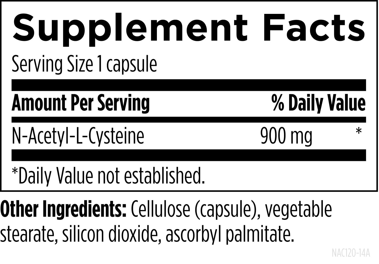 Designs for Health N-Acetyl Cysteine 900mg Capsules side view