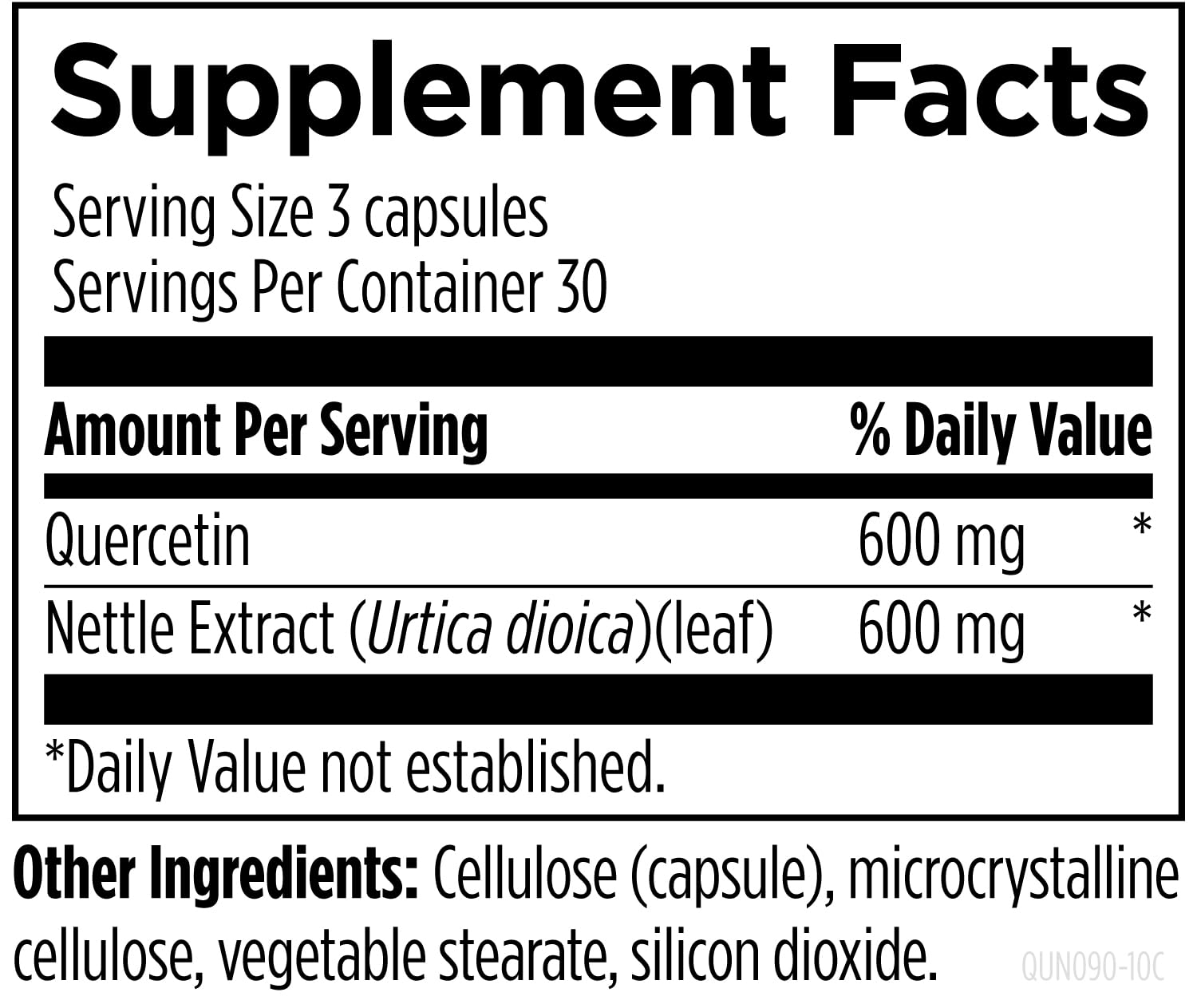 Designs for Health Nettle + Quercetin Supplement ingredients list
