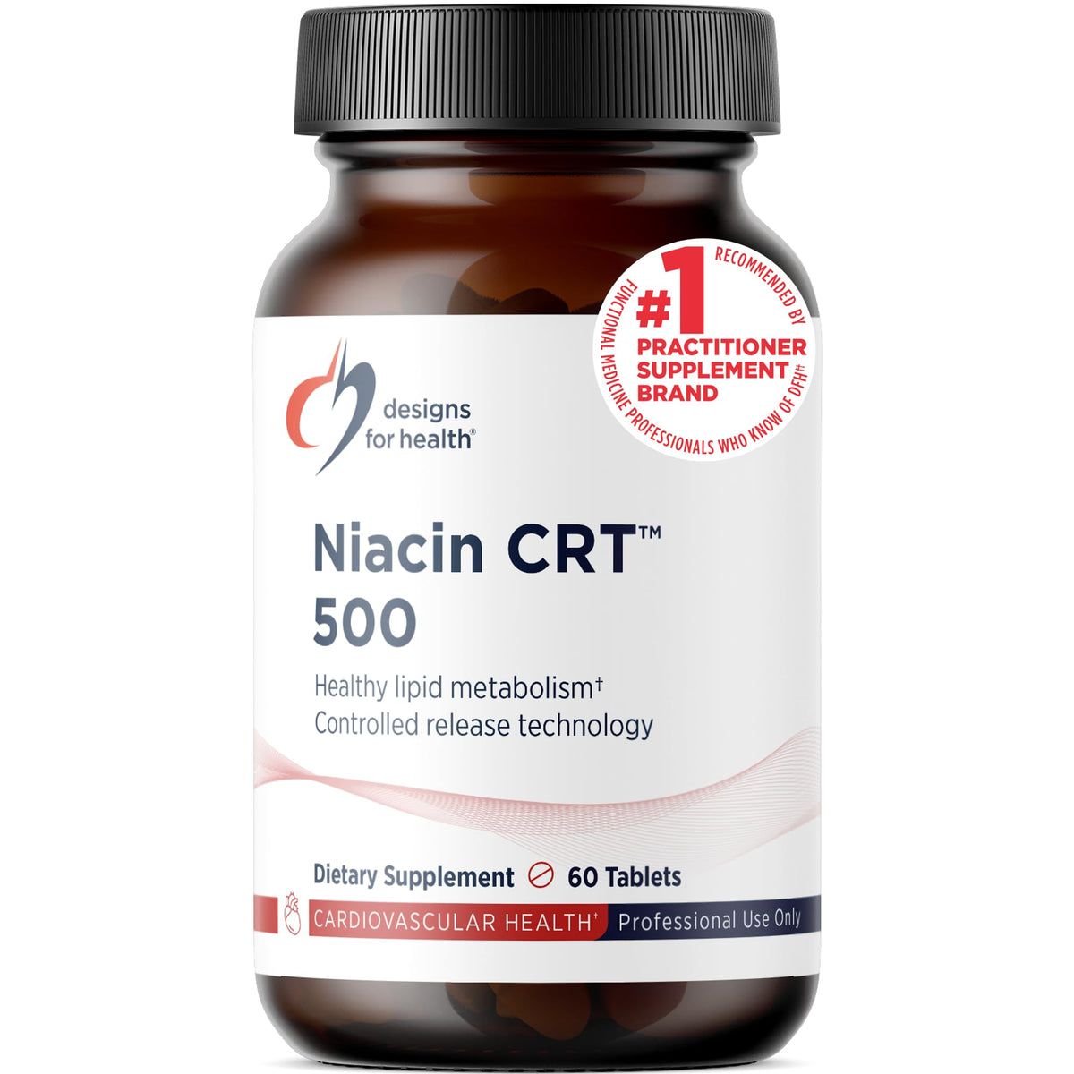 Designs for Health Niacin CRT 500mg slow release tablet front view