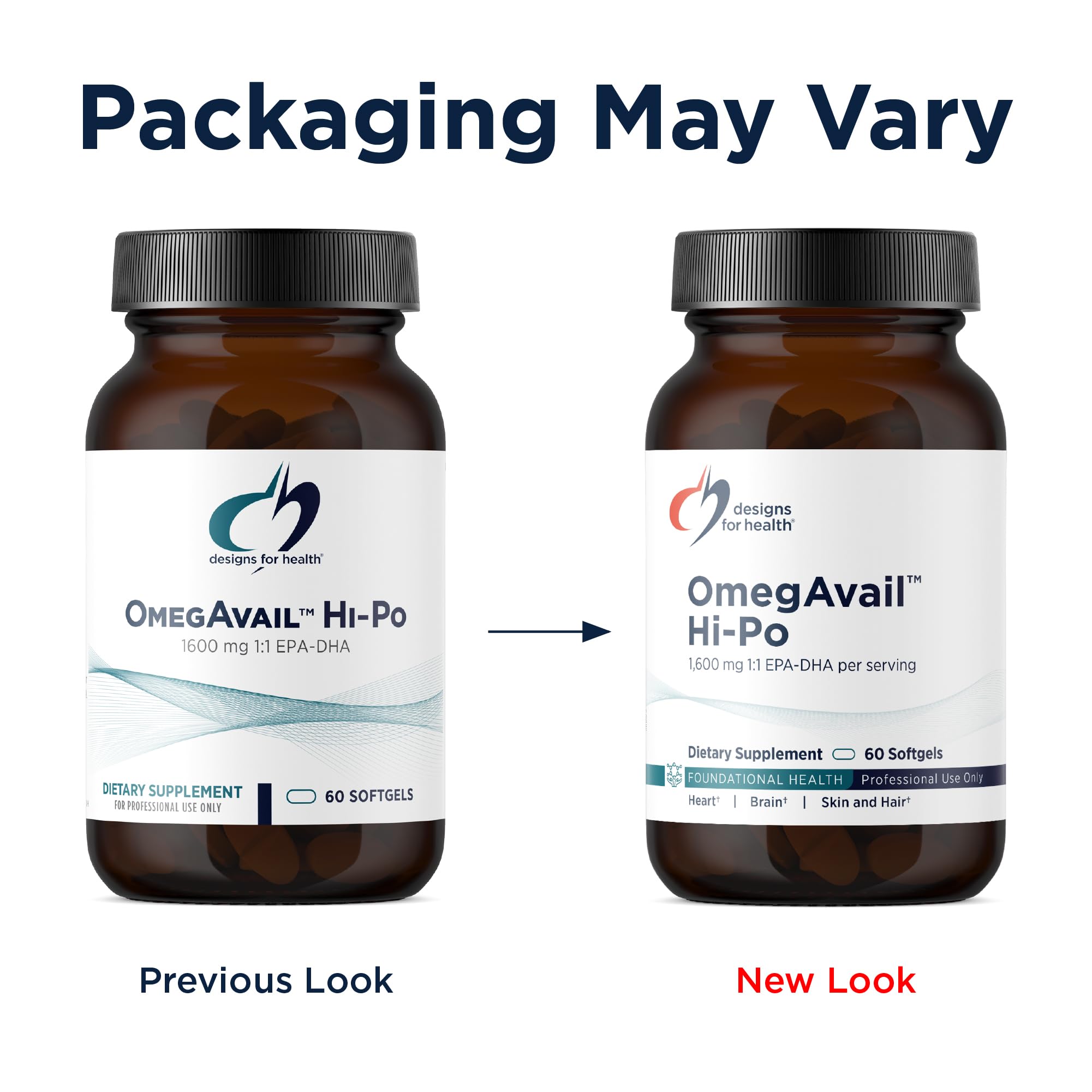 Designs for Health Omega-3 Fish Oil Supplement bottle with label