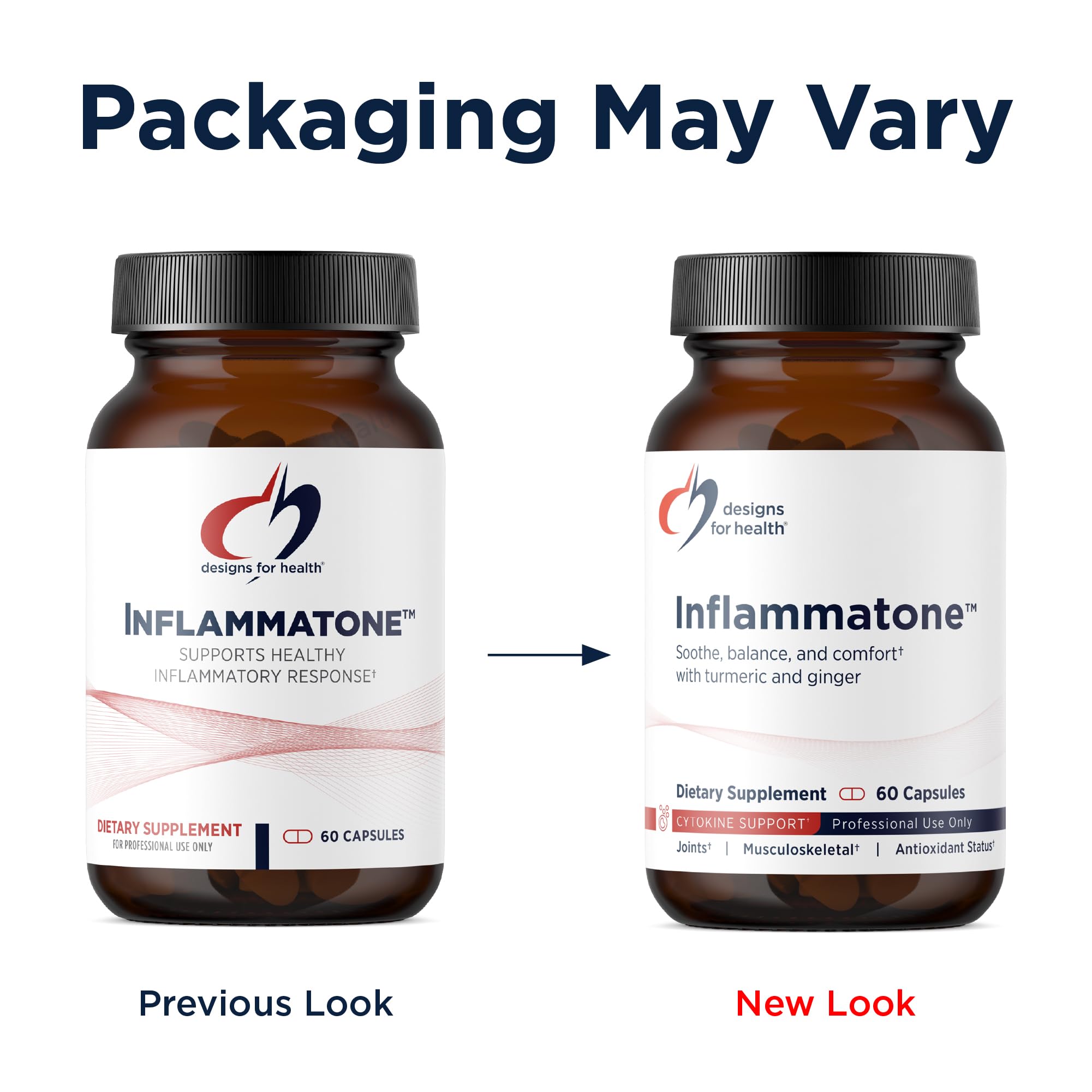 Designs for Health Turmeric Supplement back view with dosage information