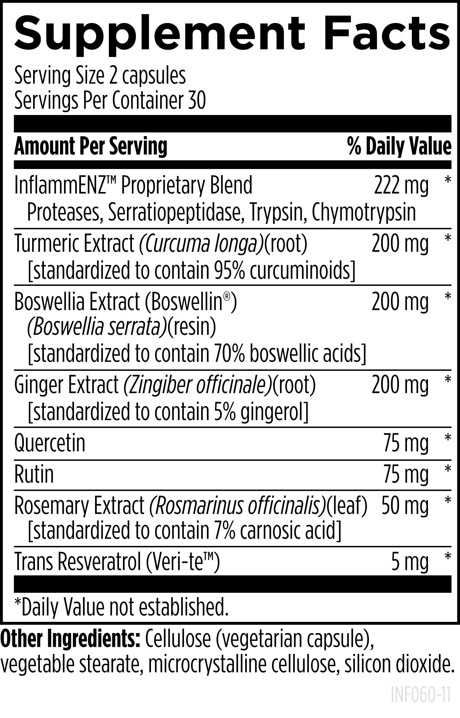 Designs for Health Turmeric Supplement side view showing ingredient list