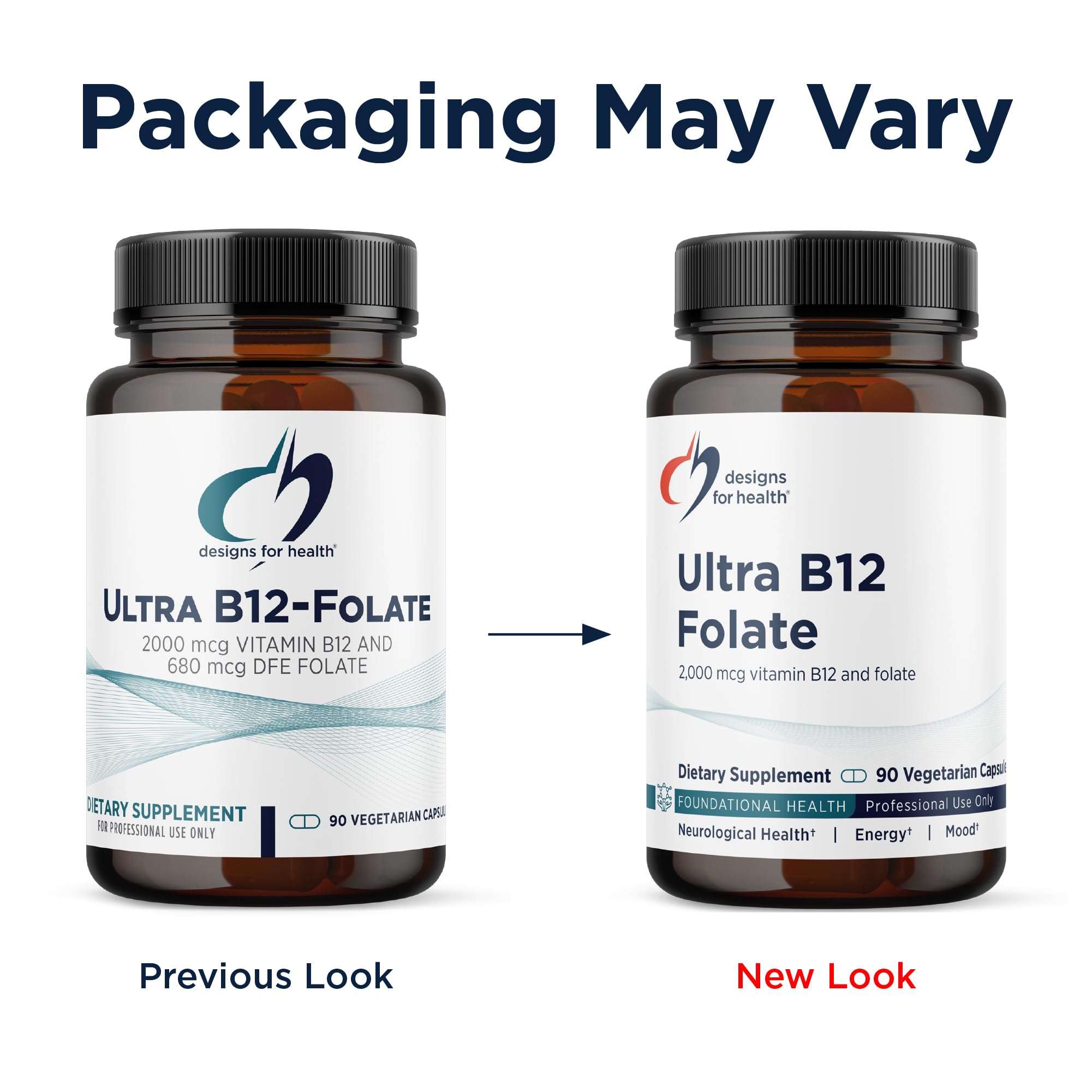 Designs for Health Ultra B12-Folate 2000 mcg capsules with measuring spoon
