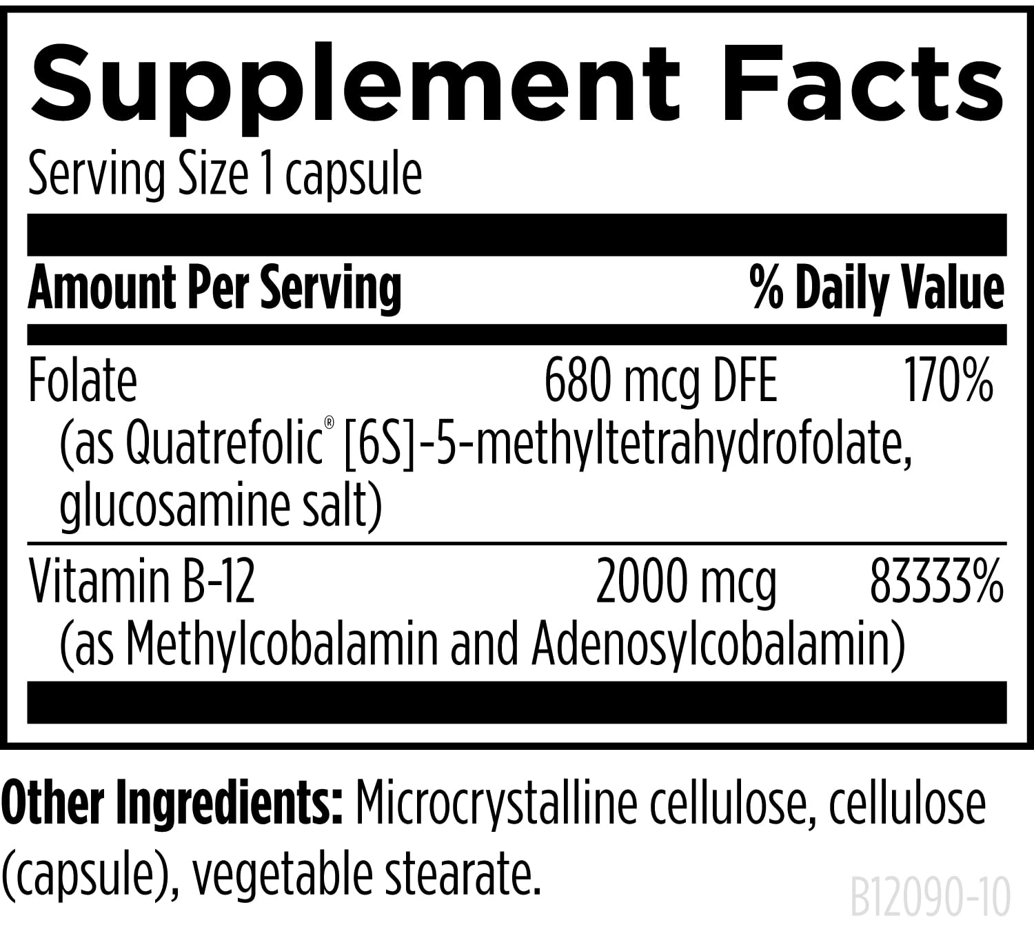 Designs for Health Ultra B12-Folate 2000 mcg vegan capsules bottle with label