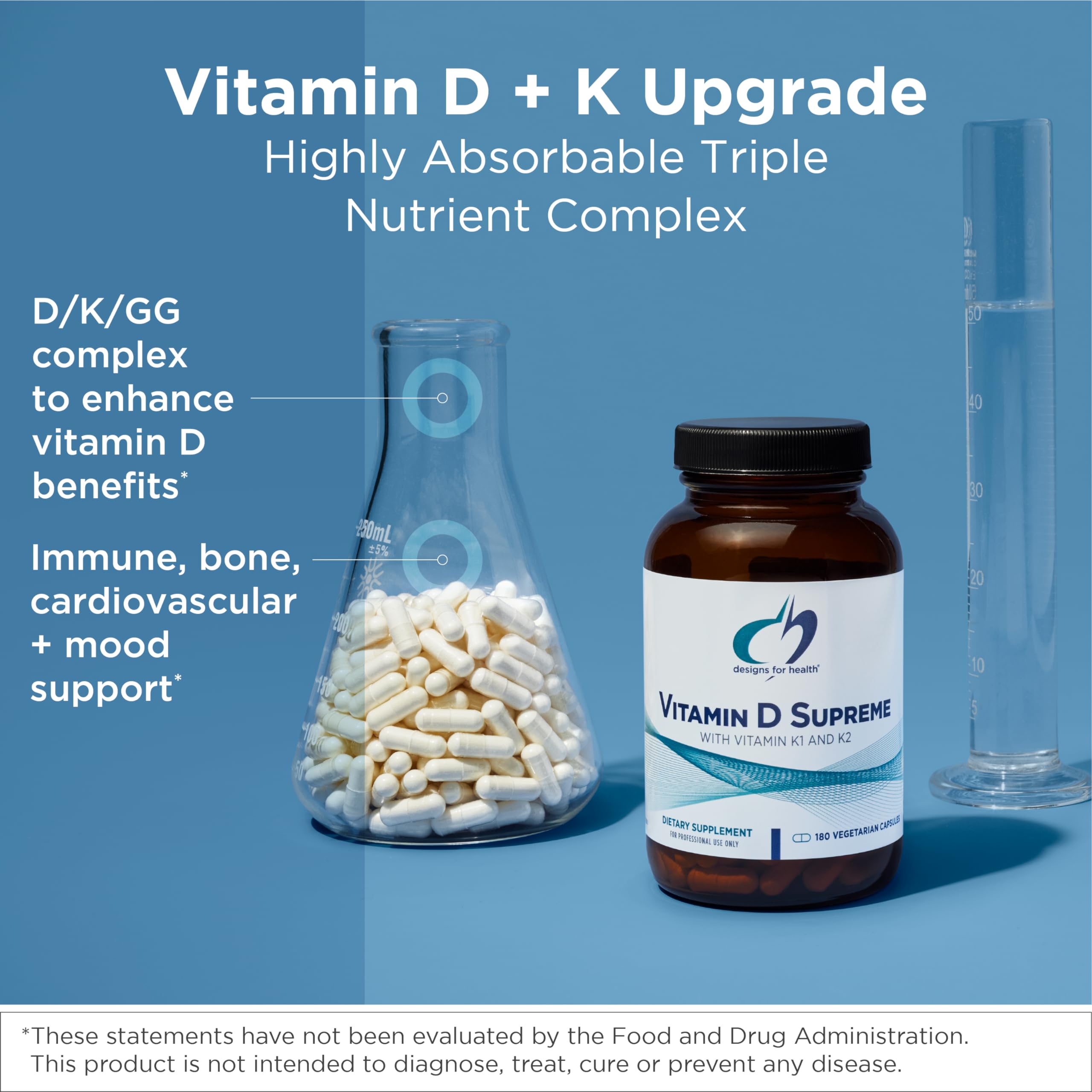 Designs for Health Vitamin D3 + K2 capsule side view