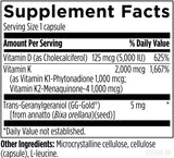 Designs for Health Vitamin D3 & K2 Capsules with dosage information