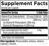 Designs for Health Vitamin D3 + K2 ingredients list