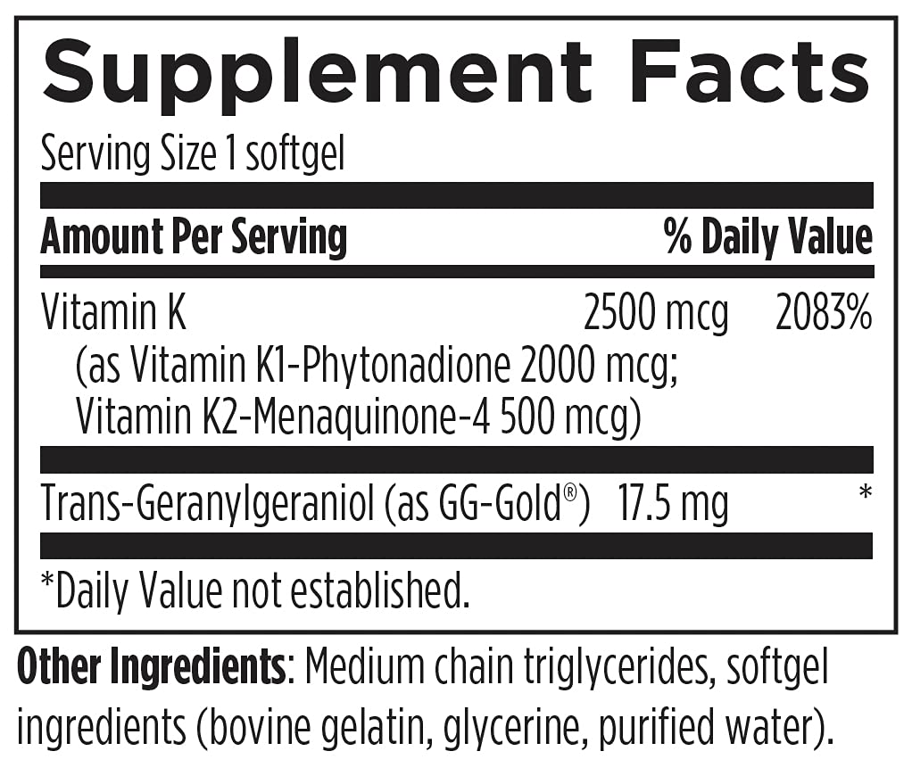 Designs for Health Vitamin D3 with K1 & K2 capsule close-up