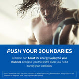 Designs for Sport Creatine Monohydrate 567g powder packaging on a gym bench