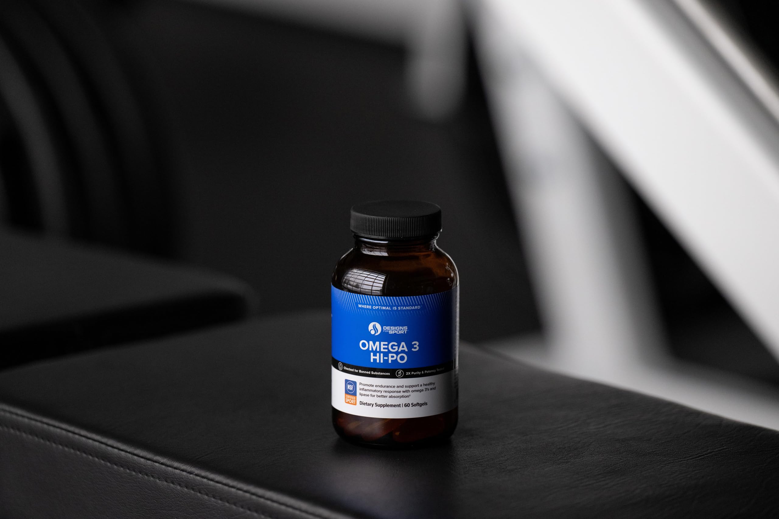 Designs for Sport Omega 3 HI-PO 1500mg supplement side view