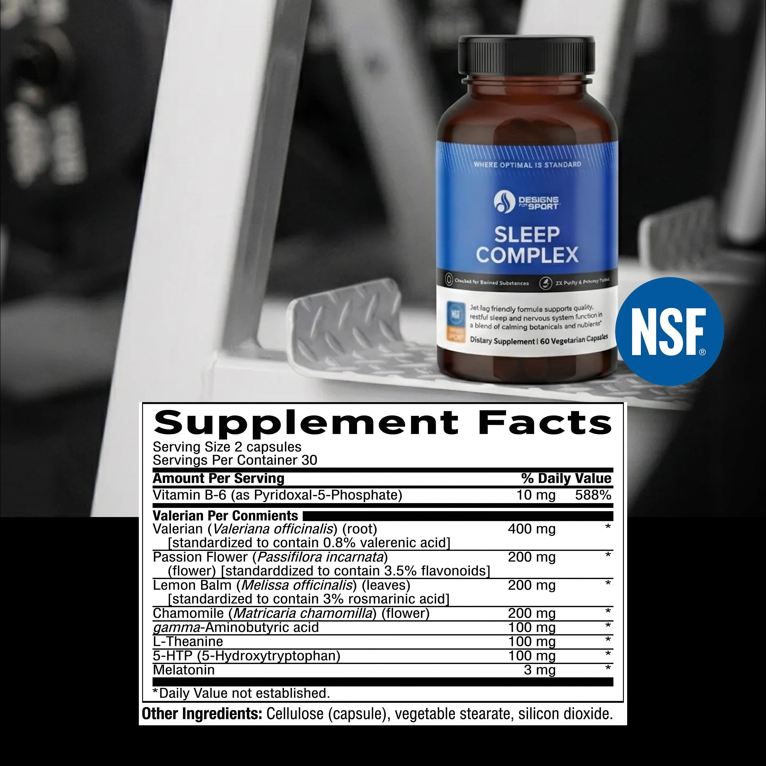 Designs for Sport Sleep Complex 60 Capsules side view