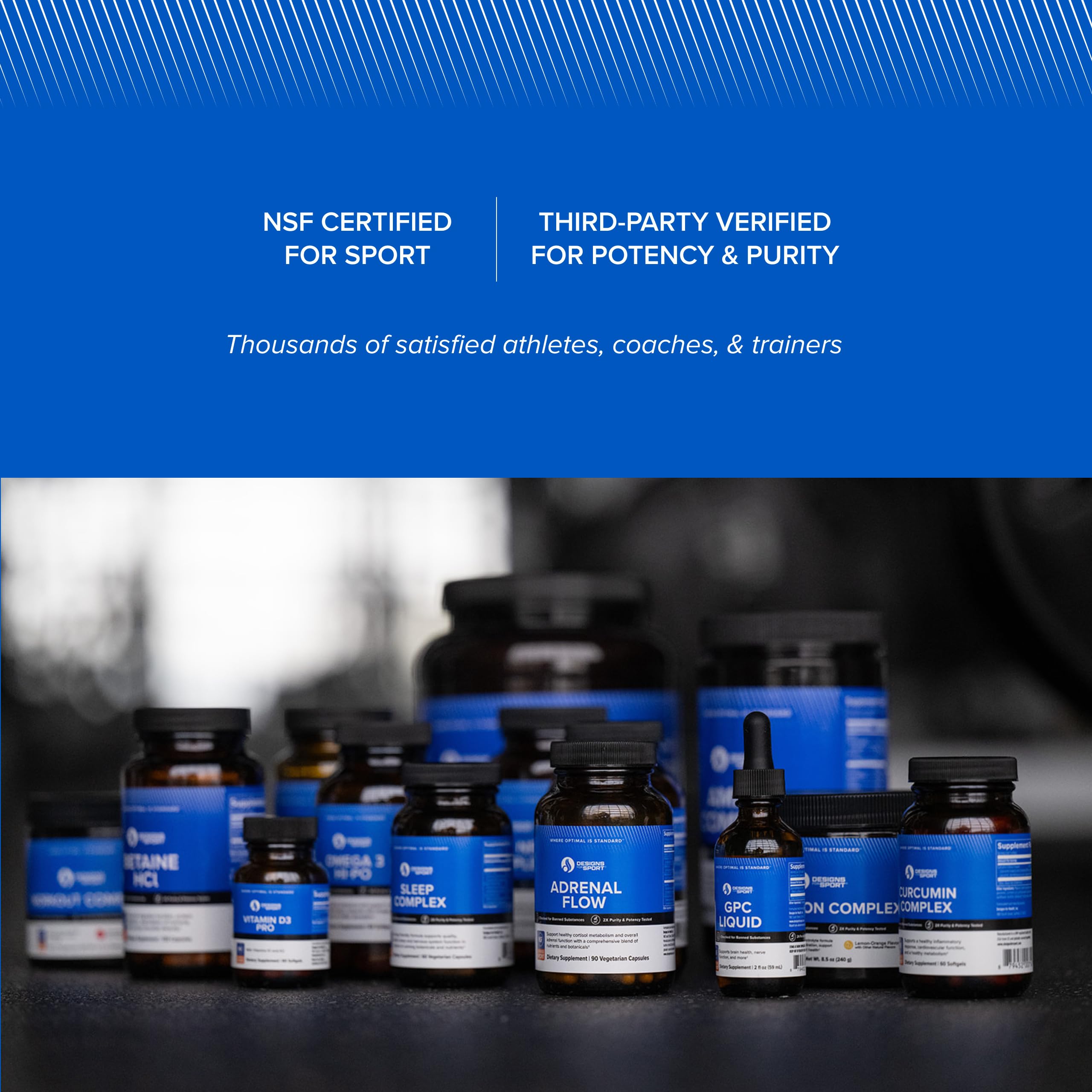 Designs for Sport Sleep Complex capsules on a table