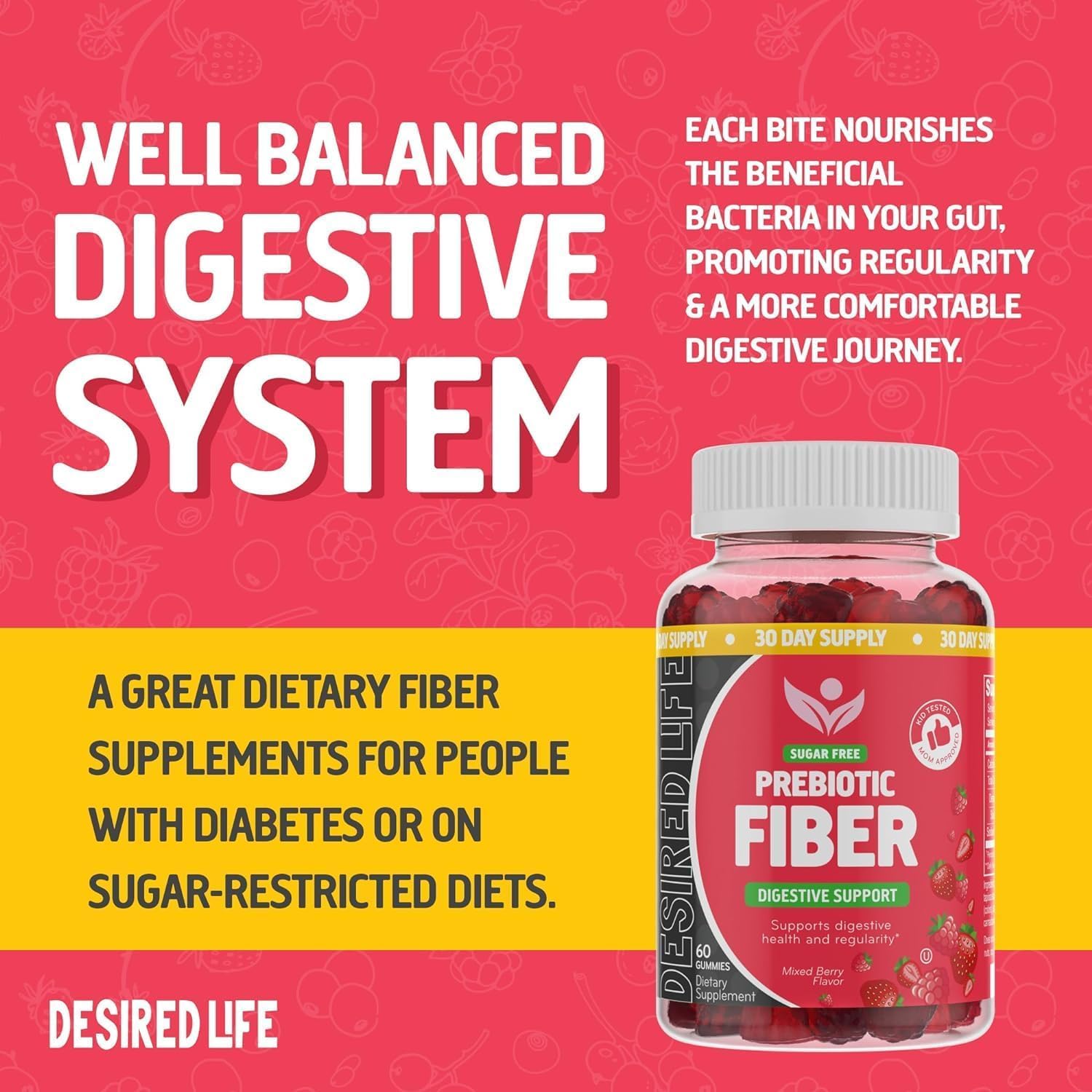 Desired Life Prebiotic Gummies close-up of gummies