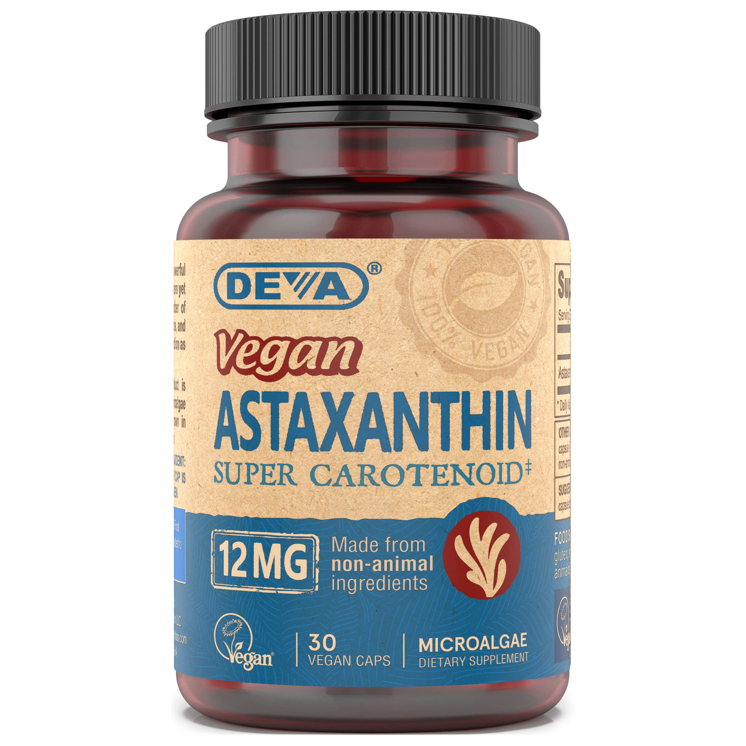 DEVA Astaxanthin 12mg vegan supplement front view