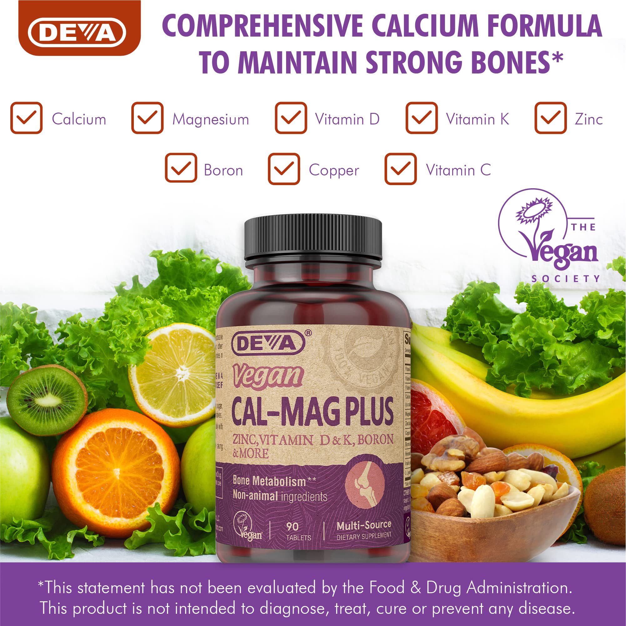 DEVA Calcium Magnesium Plus bottle with a measuring spoon