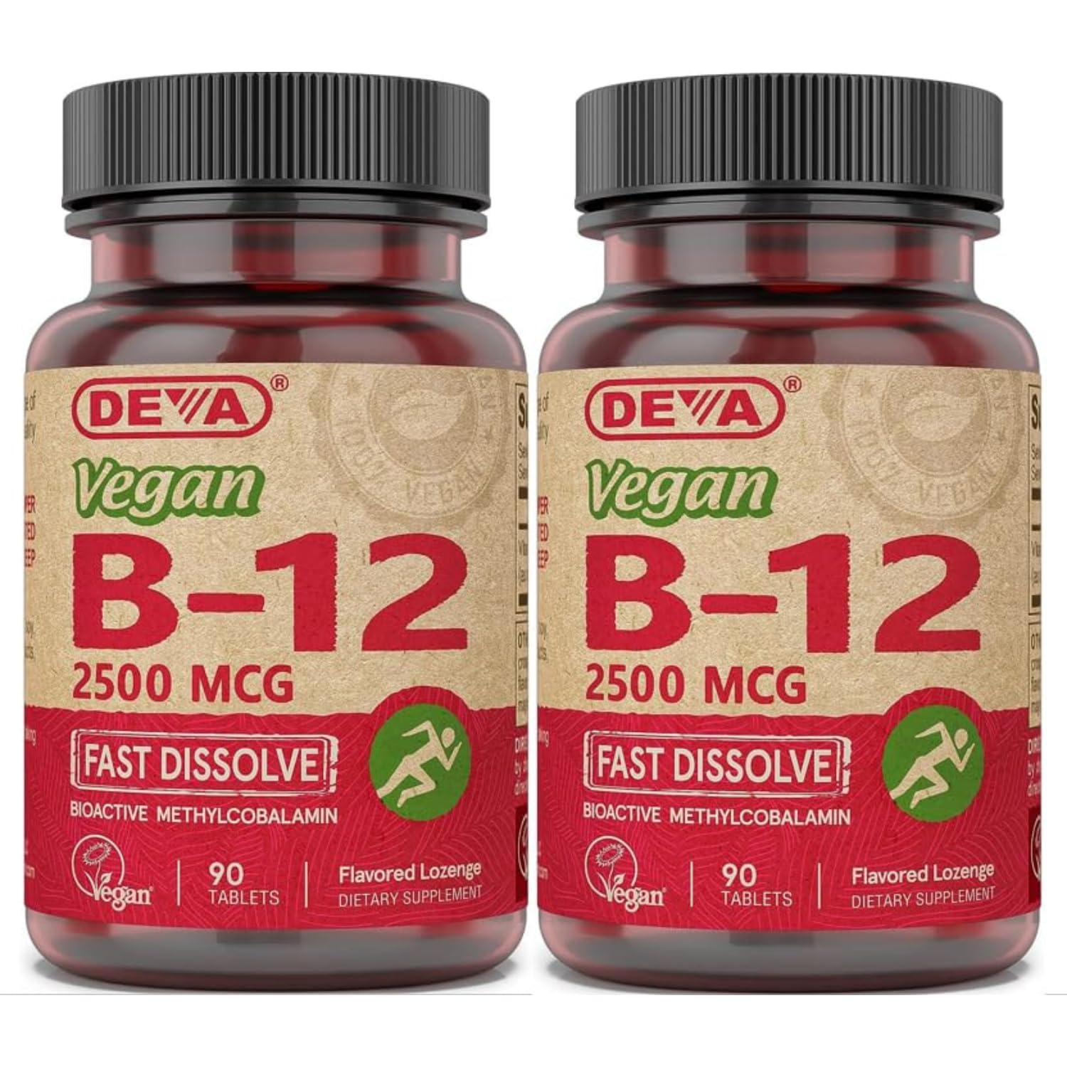 DEVA Fast Dissolve B-12 Methylcobalamin 2500 mcg lozenge front view
