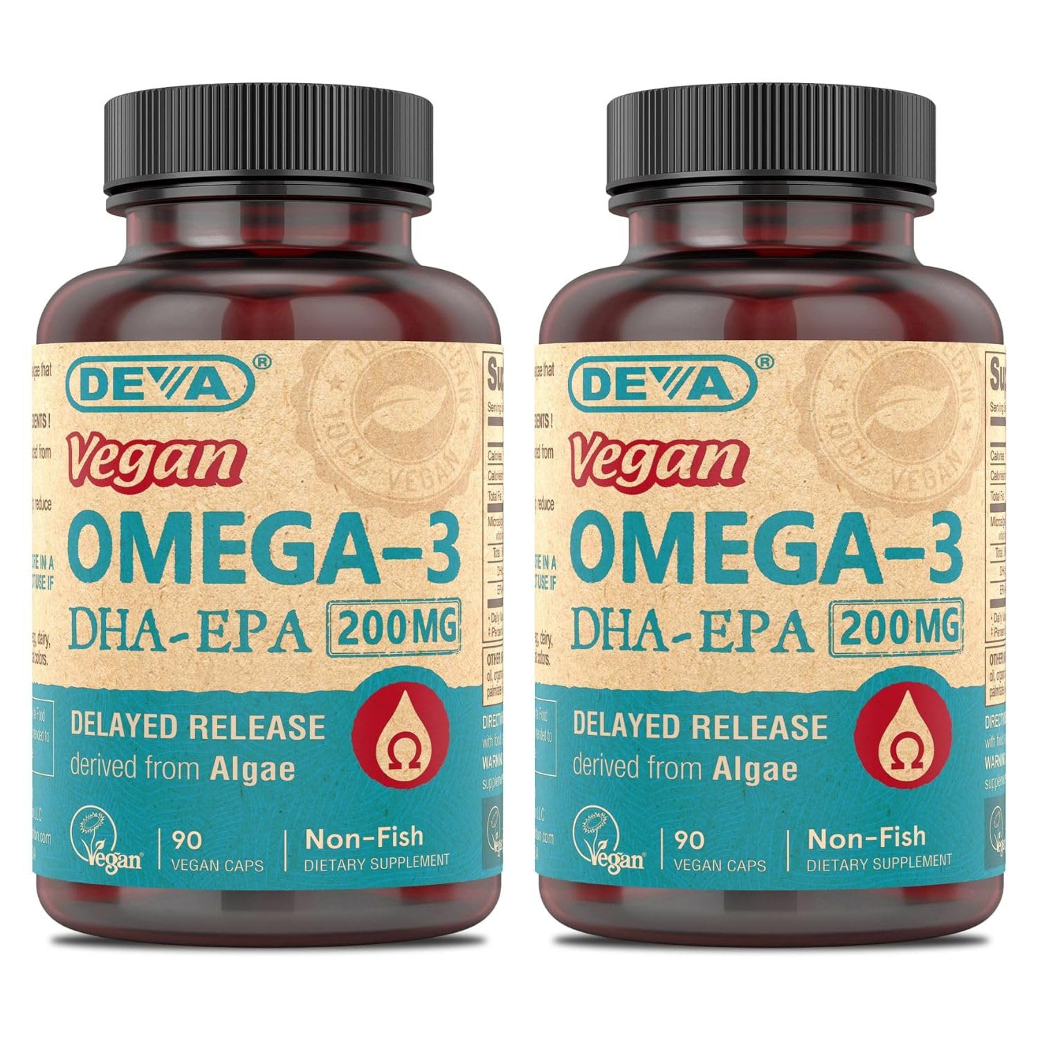 DEVA Omega-3 DHA & EPA vegan capsules front view