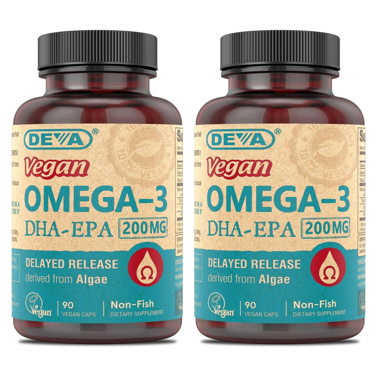 DEVA Omega-3 DHA & EPA vegan capsules front view