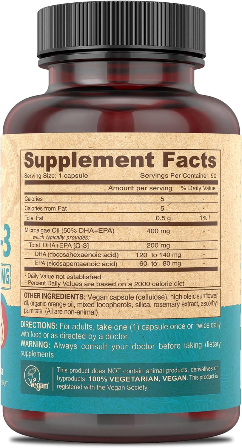 DEVA Omega-3 DHA & EPA vegan capsules in hand