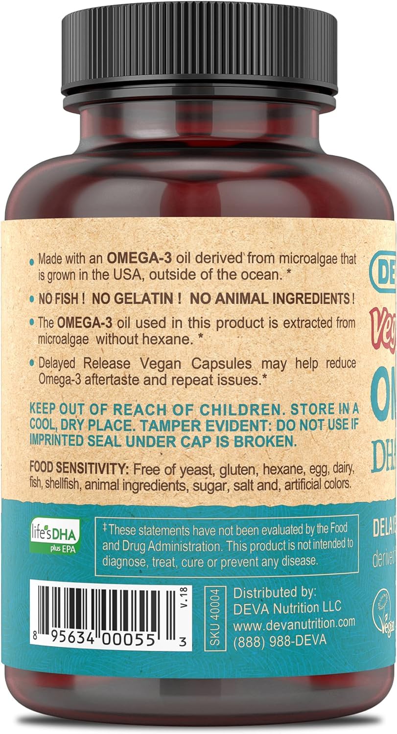 DEVA Omega-3 DHA & EPA vegan capsules packaging