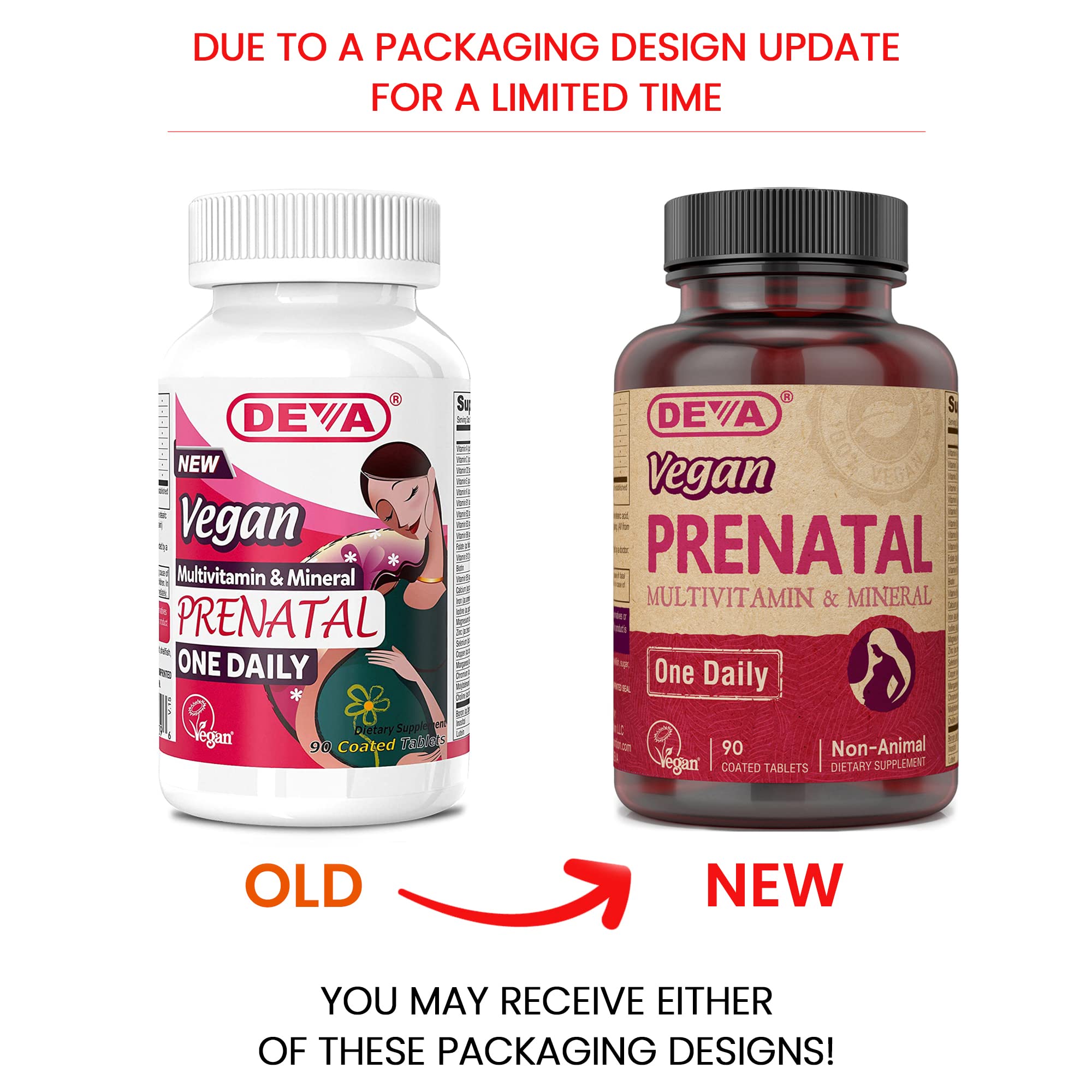 DEVA Prenatal Multivitamins 90 Coated Tabs bottle side view