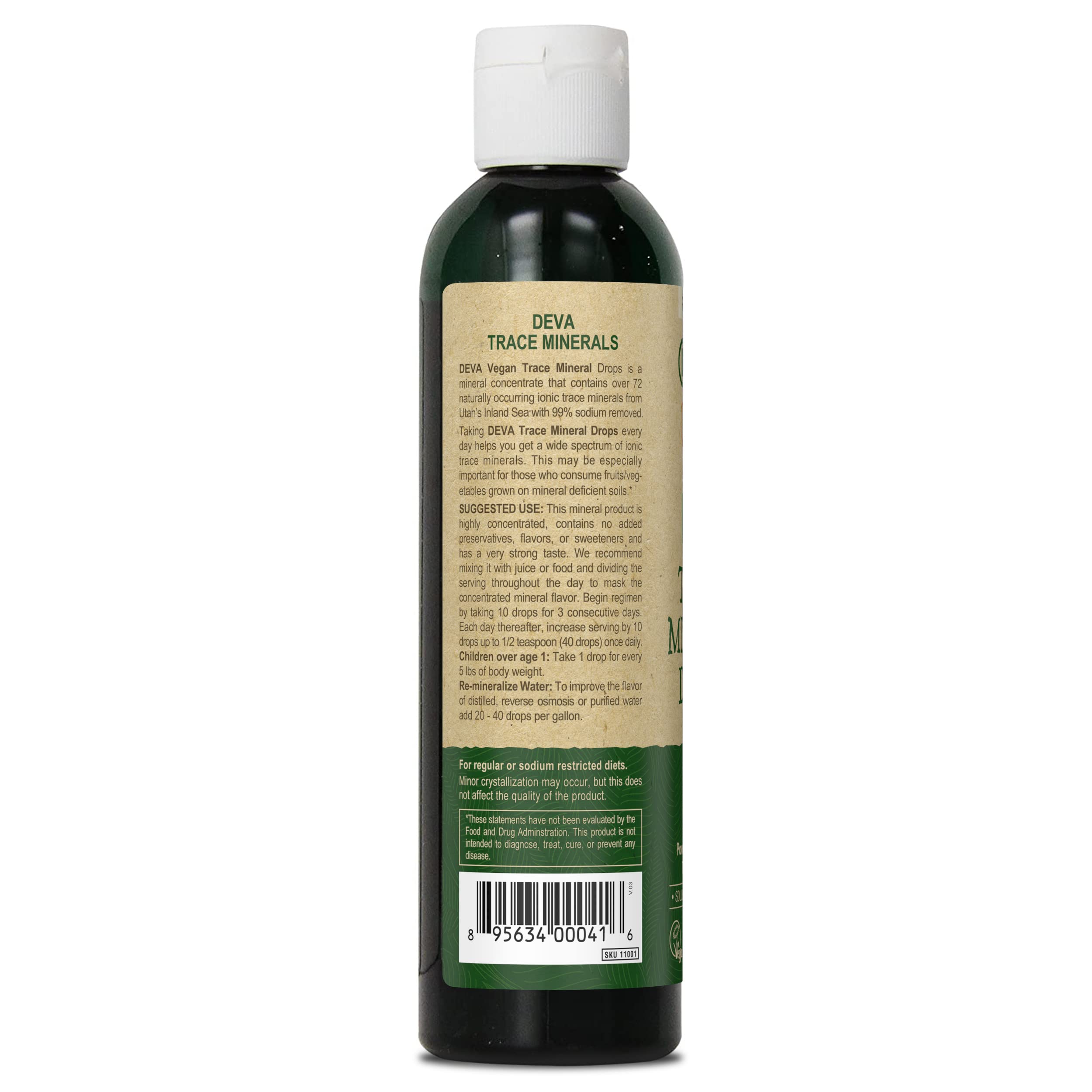 DEVA Trace Mineral Drops 300g side view with label details