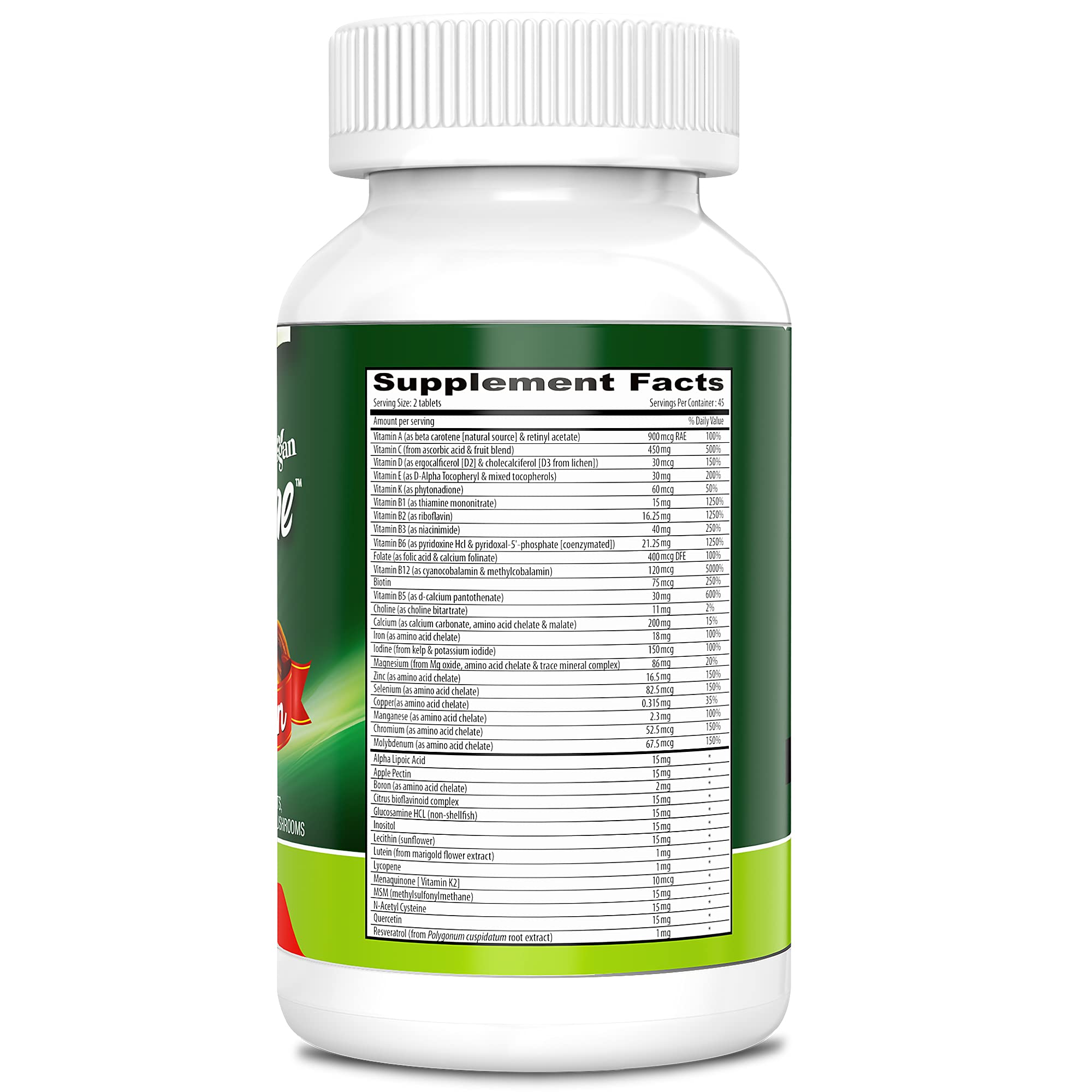 DEVA TUBA Vegan Multivitamin side view showing capsule details