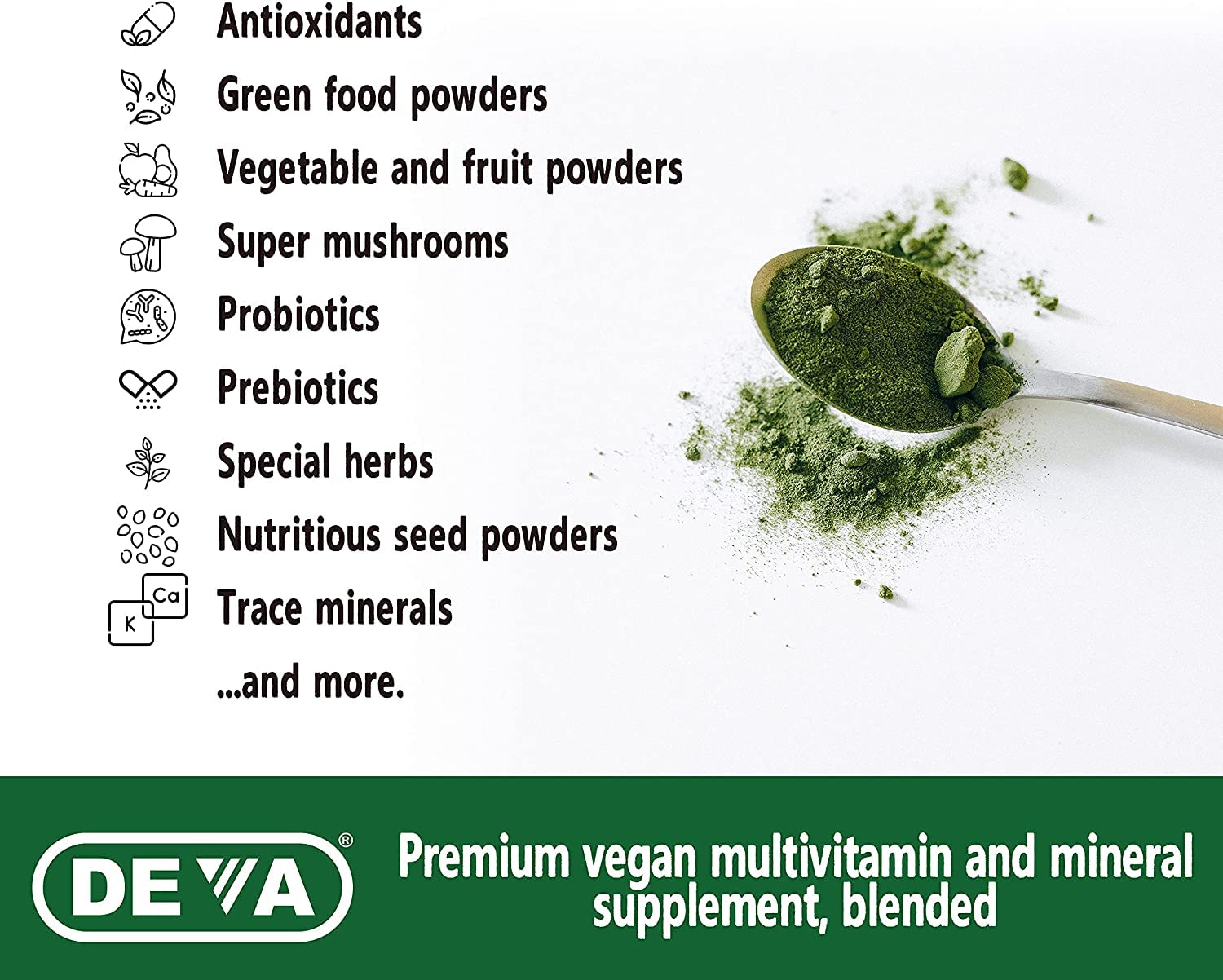 DEVA TUBA Vegan Multivitamin with greens and fruits ingredients