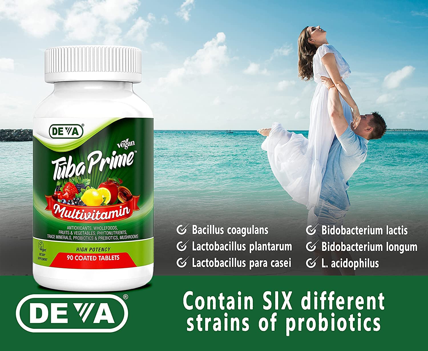 DEVA TUBA Vegan Multivitamin with superfood greens