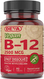 DEVA Vegan B12 Sublingual Tablets 2500mcg front view