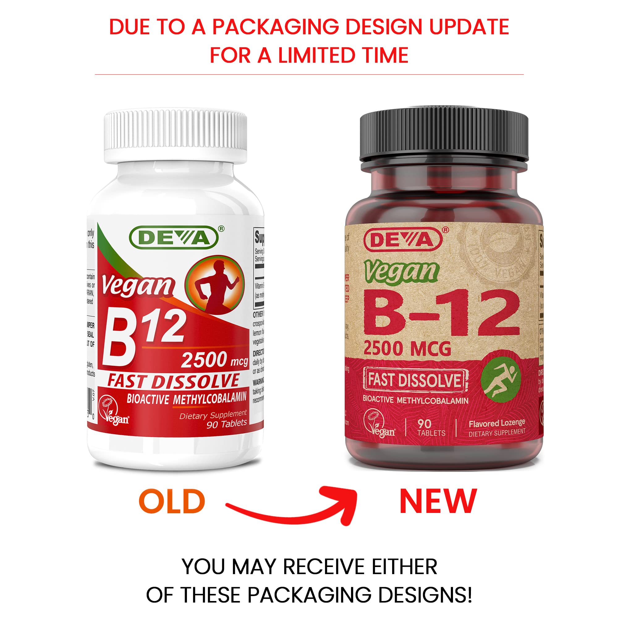 DEVA Vegan B12 Sublingual Tablets 2500mcg packaging