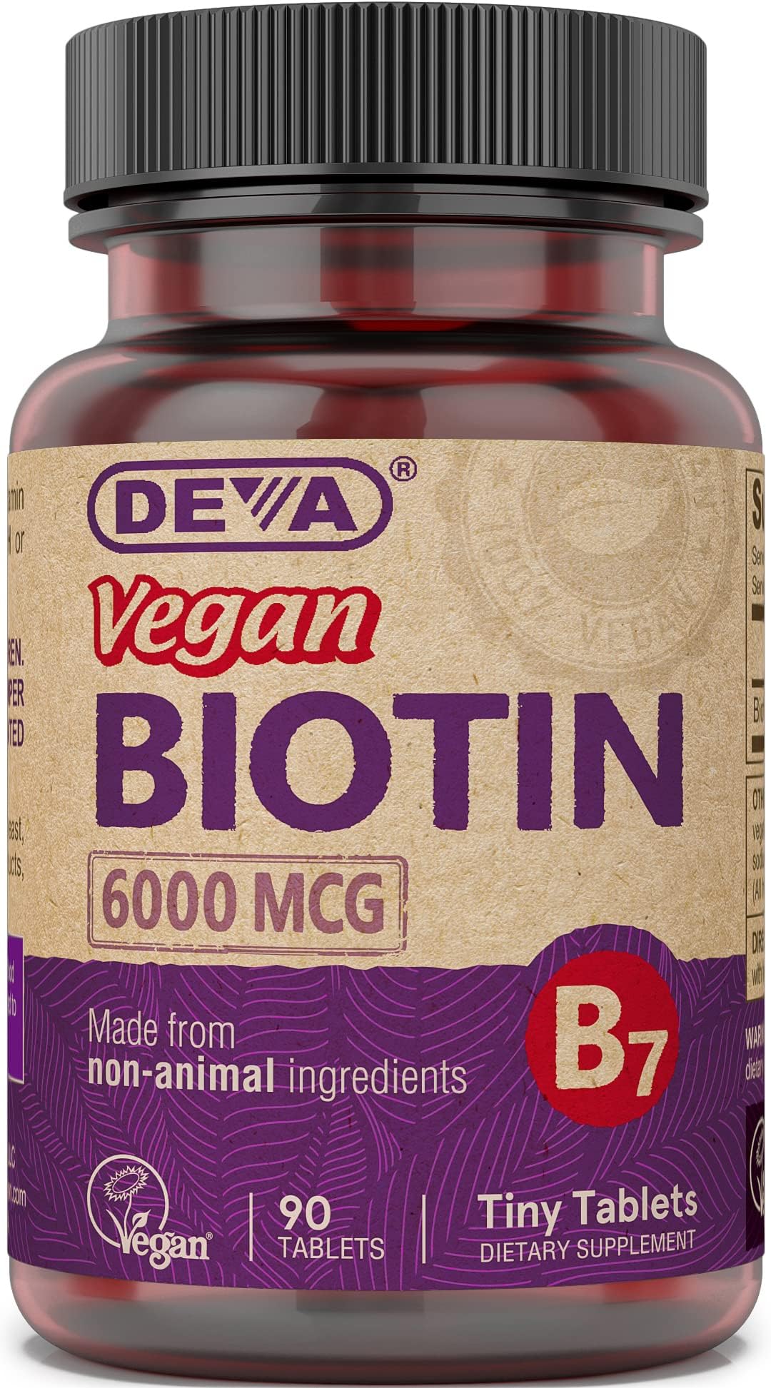 DEVA Vegan Biotin Supplement 6000 mcg front view