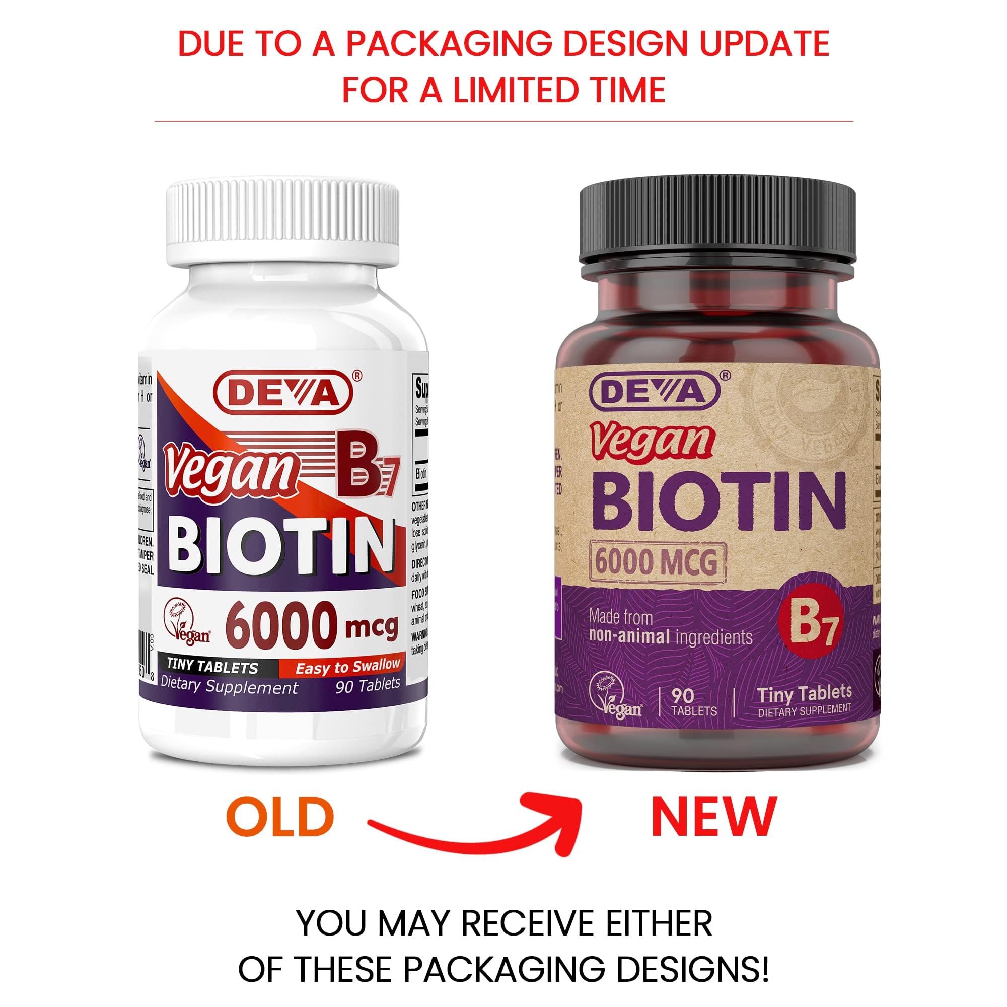 DEVA Vegan Biotin Supplement 6000 mcg side view