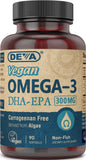DEVA Vegan Omega-3 DHA EPA Softgels 750mg front view