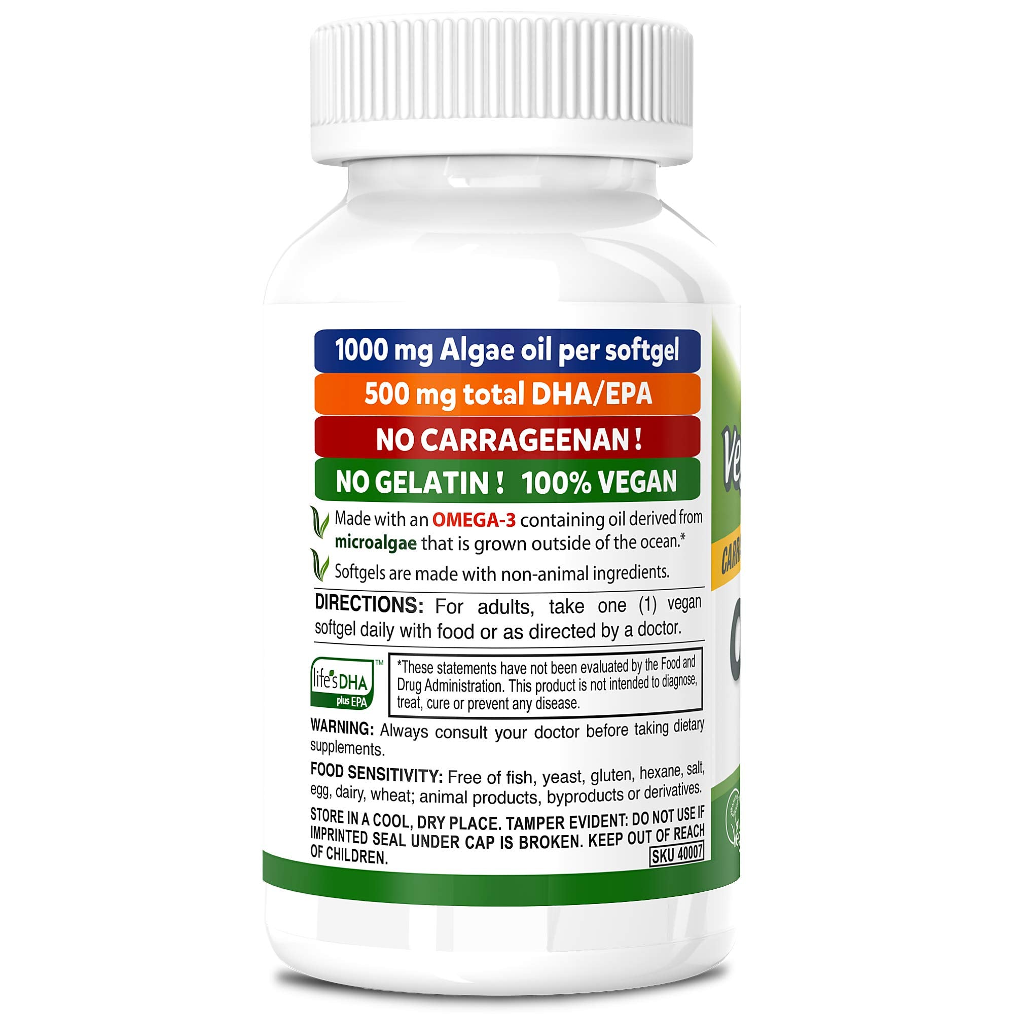 DEVA Vegan Omega-3 supplement bottle side view