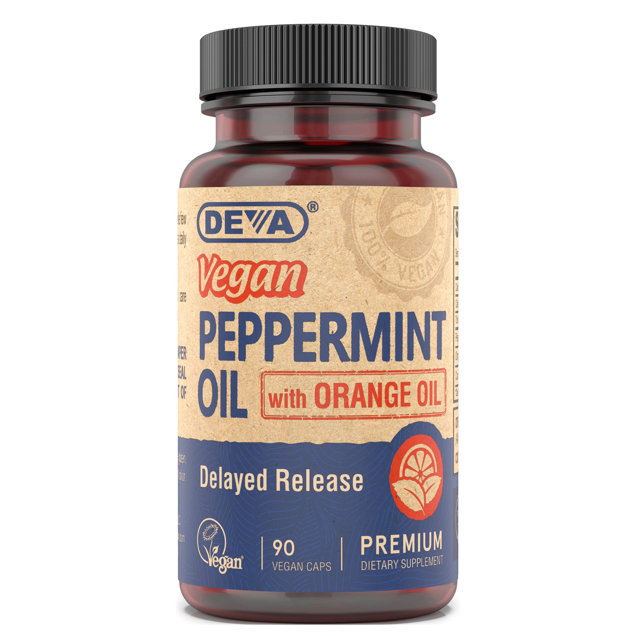 DEVA Vegan Peppermint Oil 60 Capsules front view