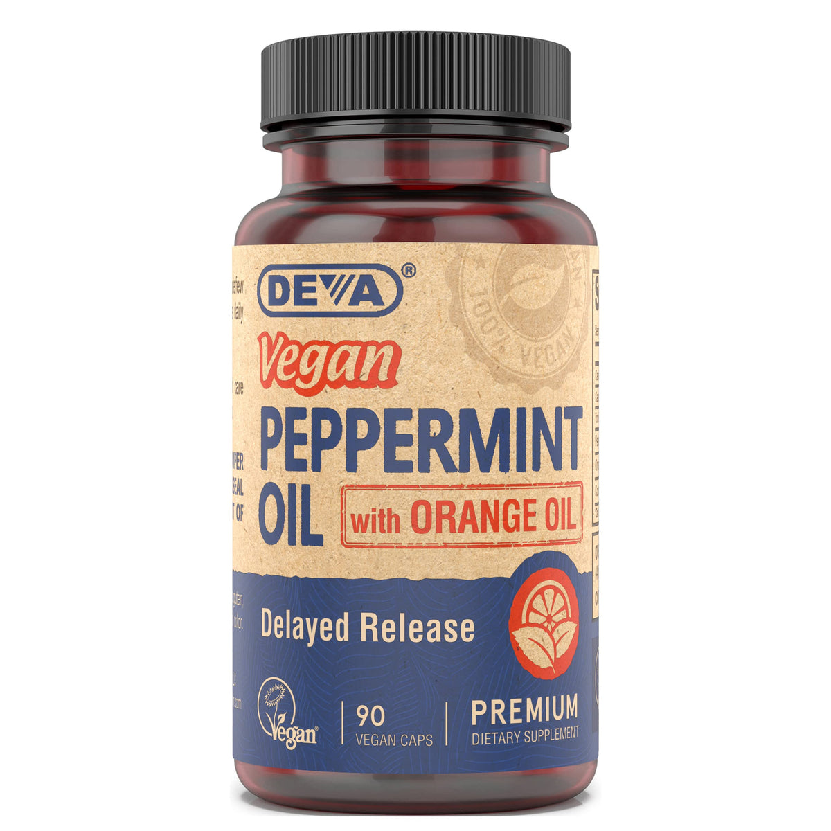DEVA Vegan Peppermint Oil 60 Capsules front view