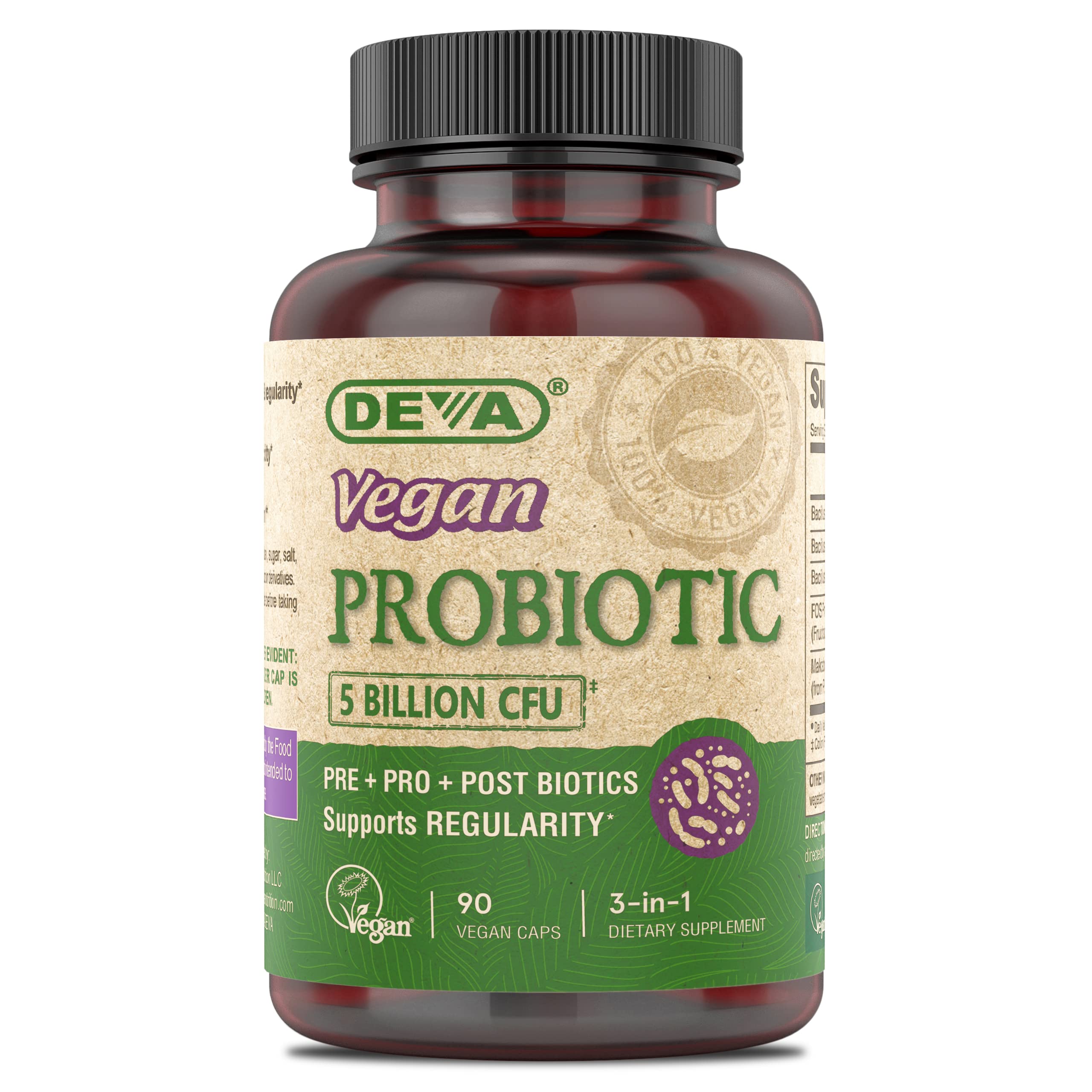 DEVA Vegan Probiotic with FOS Prebiotics 90 capsules front view