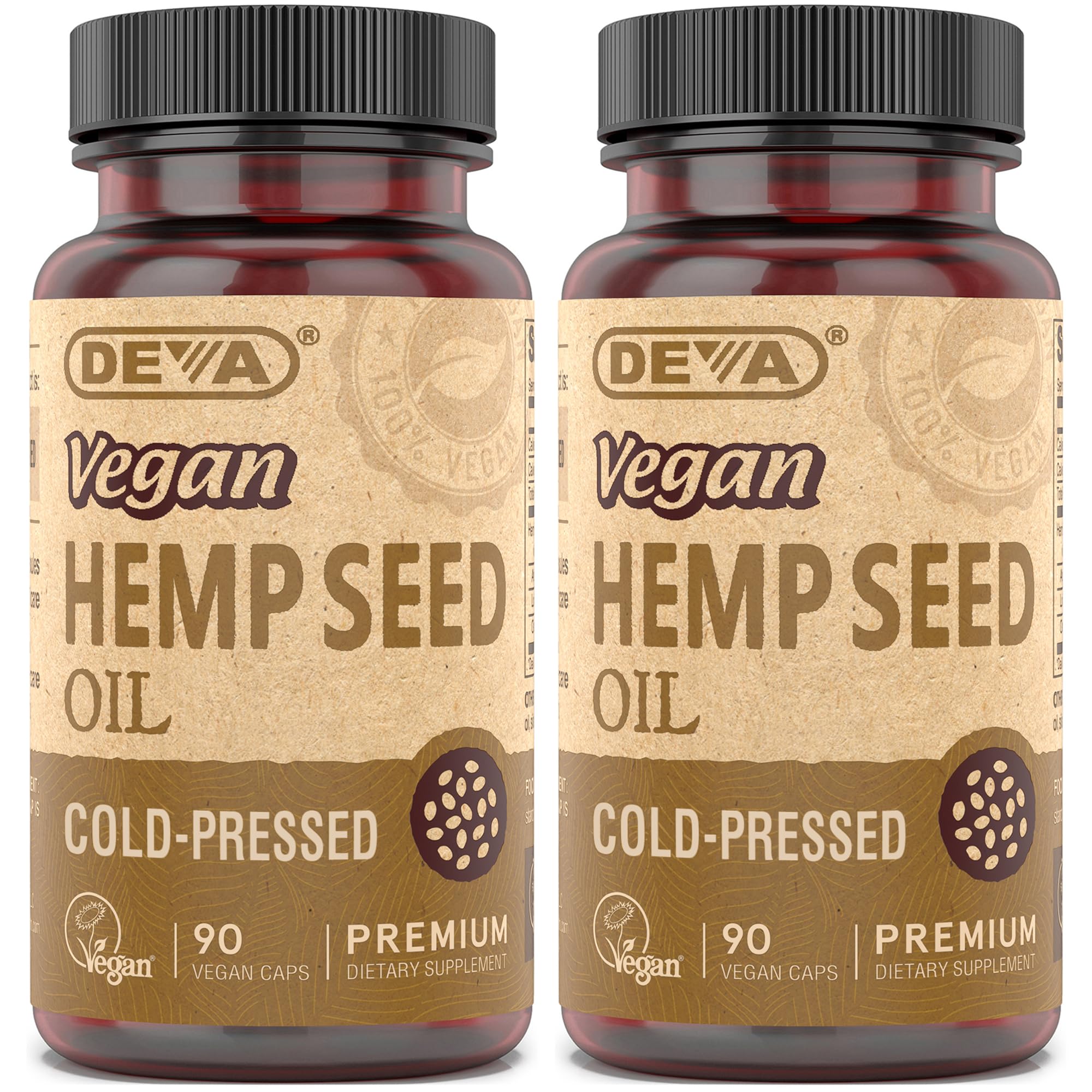DEVA Vegan Virgin Hemp Seed Oil Capsules front view