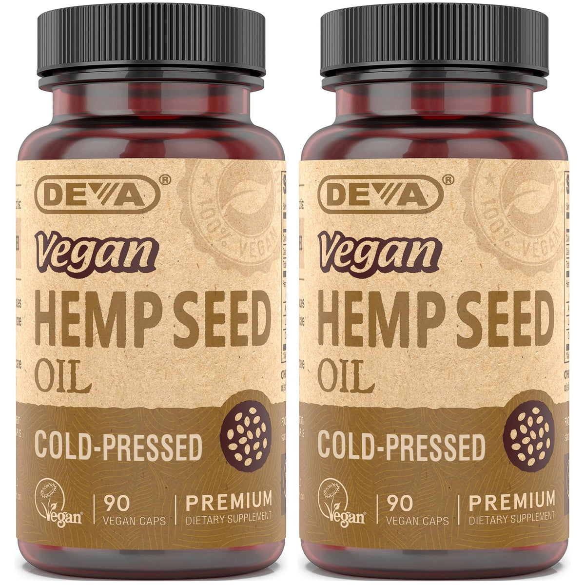 DEVA Vegan Virgin Hemp Seed Oil Capsules front view
