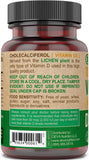DEVA Vegan Vitamin D3 5000 IU back view displaying nutritional information